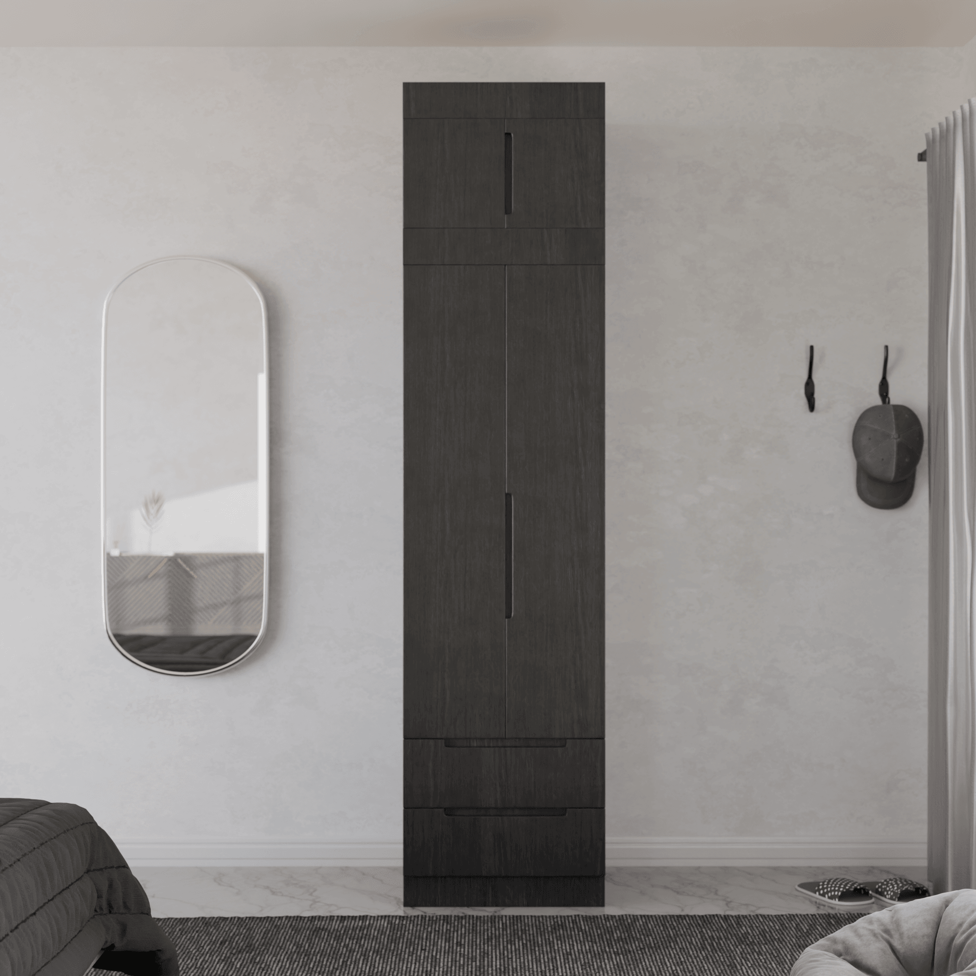 Harris 2 Door Open Wardrobe with Top Shelf - Modern Closet Organizer for Bedroom, Living Room & Entryway Storage