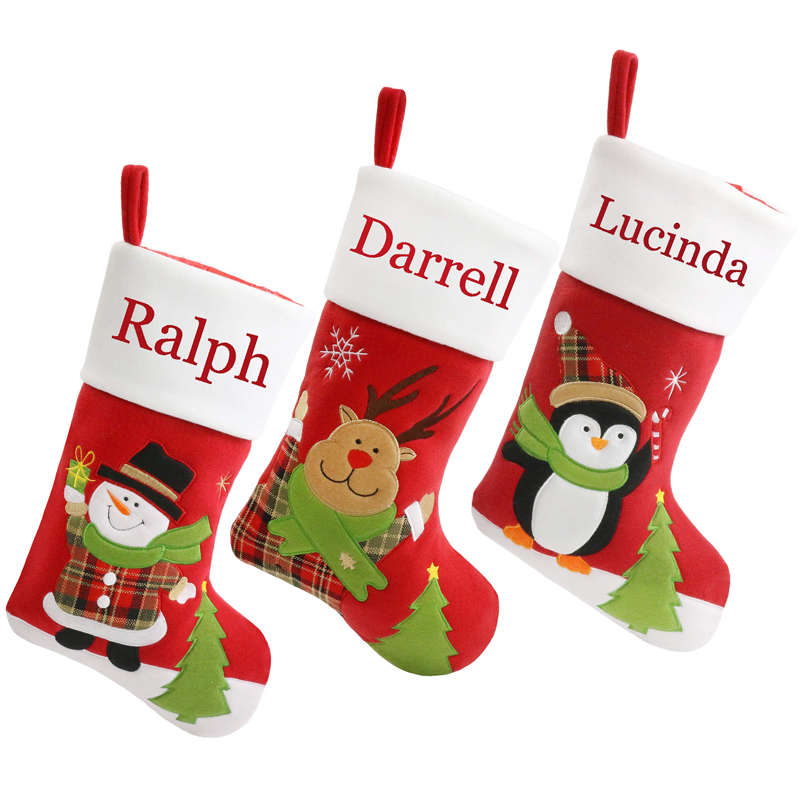 18 Inch Personalized Embroidered Christmas Stockings - Custom Fireplace Hanging Ornament for Family Holiday Decor | Perfect Xmas Gift for Home Decor (Style 12) | Ideal for Mantel Decorations, Gift Exchanges & Festive Celebrations