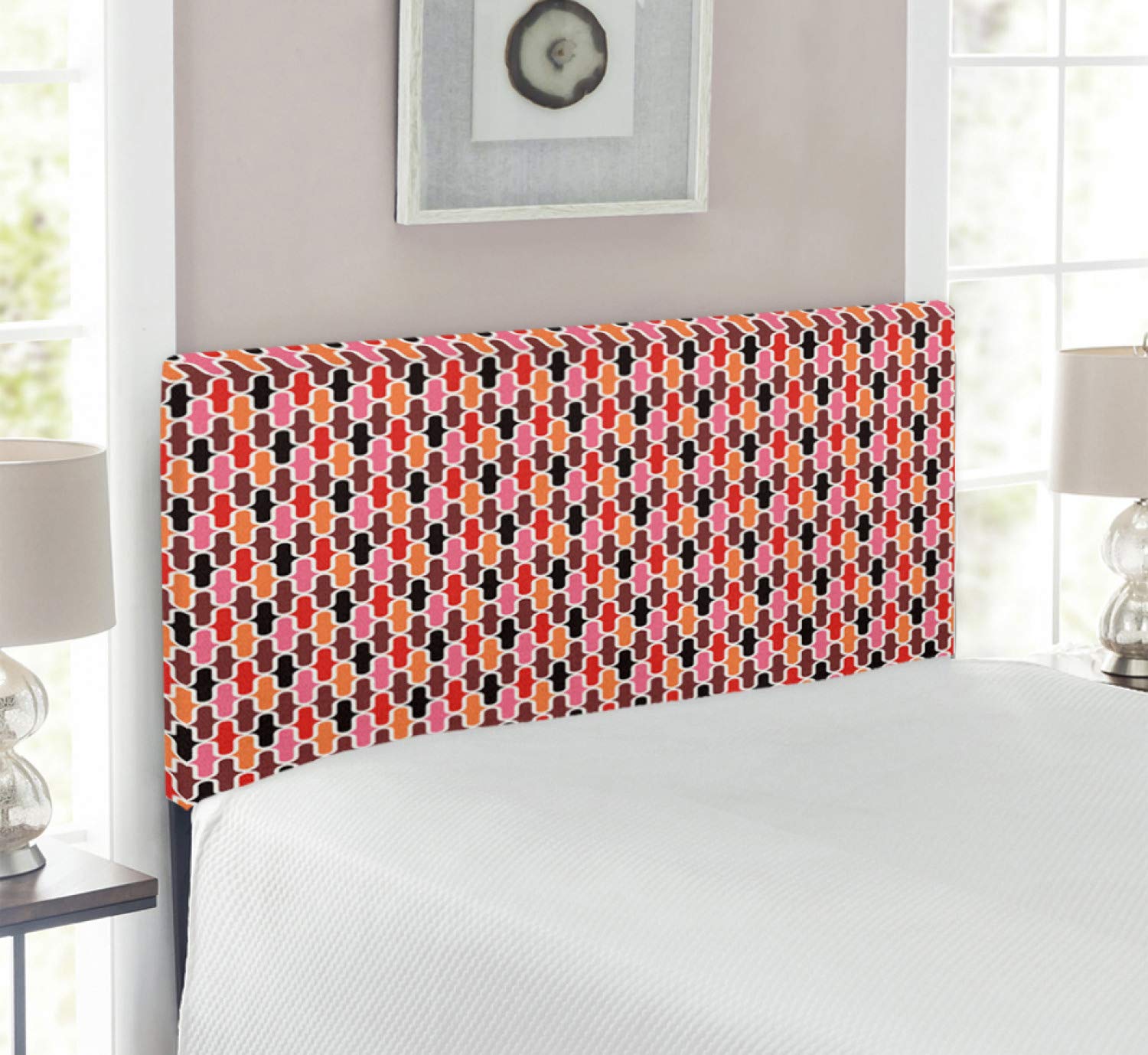 Ambesonne Retro Upholstered Headboard with Memory Foam - Vertical Rounded Lines Conceptual Design, Vibrant Multicolor Graphic for Twin Size Beds | Perfect for Modern Bedrooms, Guest Rooms & Dorm Decor