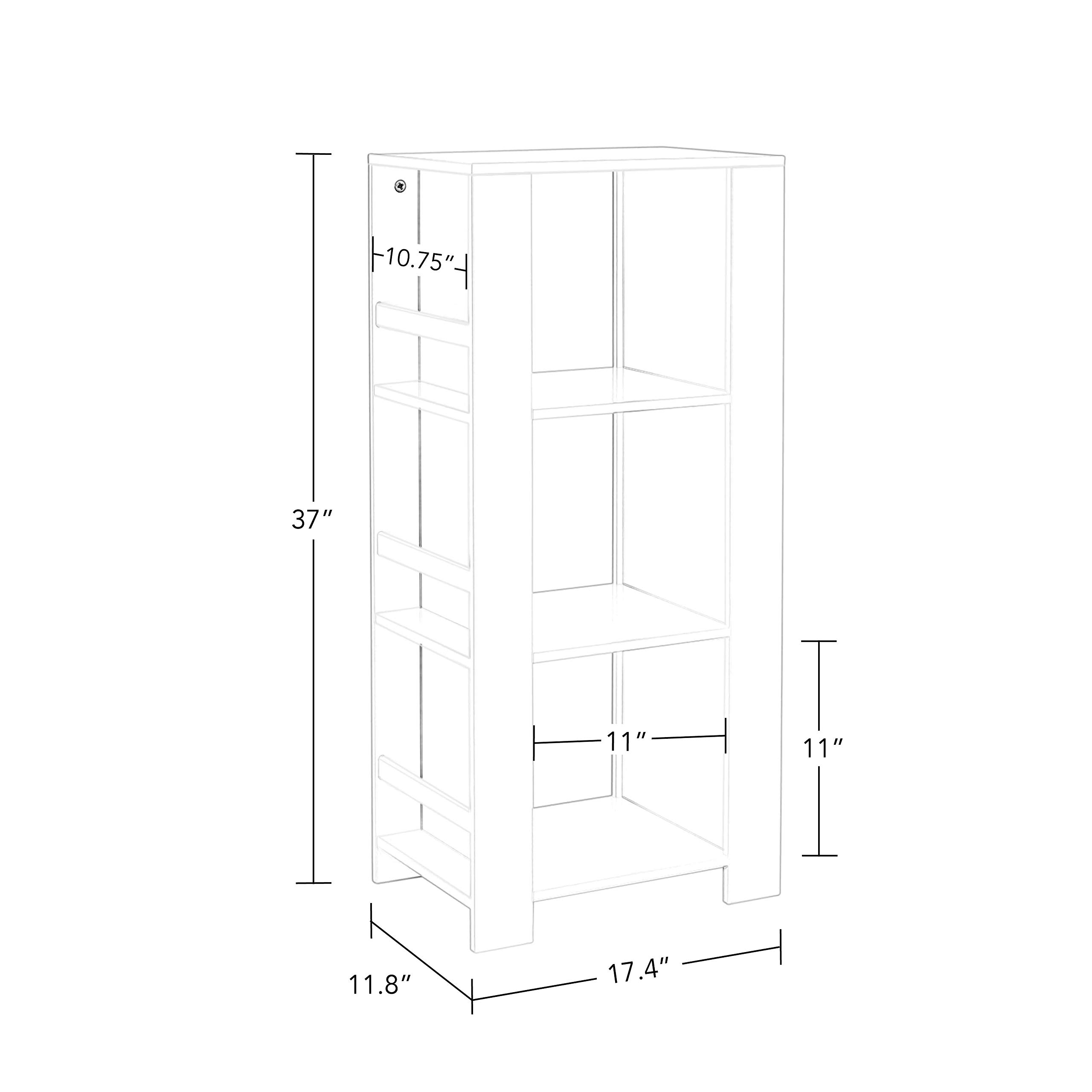 RiverRidge Kids Book Nook Tower - 3-Tier Bookshelf & Toy Storage Organizer with 6 Book Racks & 2 Taupe Storage Bins - Space-Saving Nursery, Playroom & Bedroom Organization Solution for Books, Toys & Kids Essentials