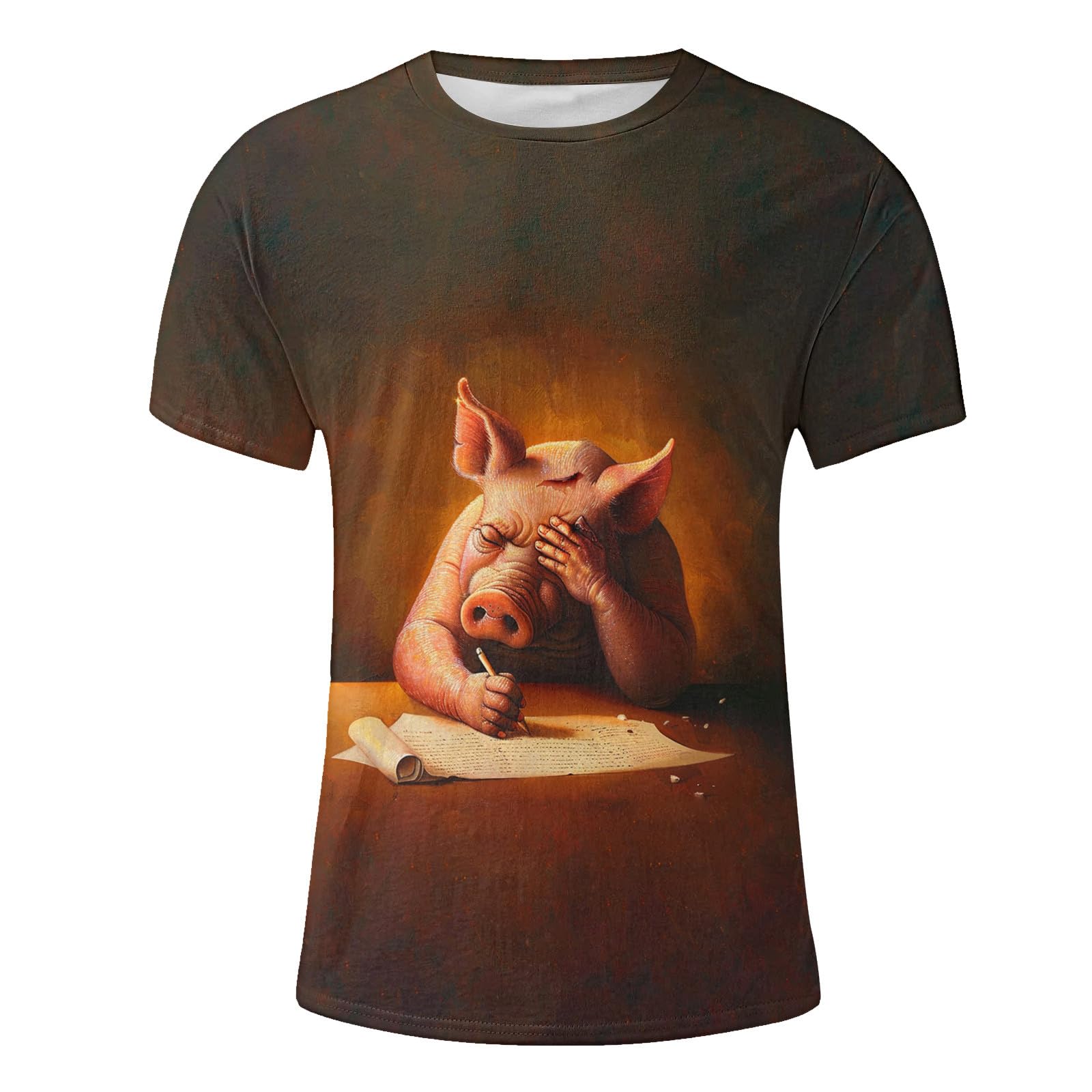 Funny Pig Graphic T-Shirts for Men - 2024 Summer Short Sleeve Novelty Tees - Casual Printed Cotton Tops - Perfect for Beach, BBQ & Casual Outings