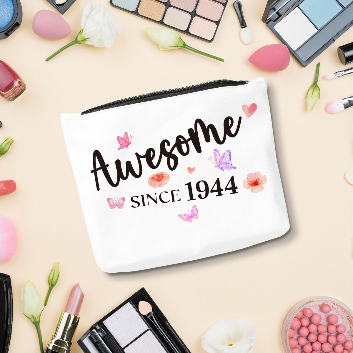 80th Birthday Gifts for Women - Funny Cosmetic Makeup Bag with Elegant Design, Perfect 80 Year Old Birthday Gift Idea & Anniversary Party Decoration - Great for Travel, Spa Days & Special Occasions