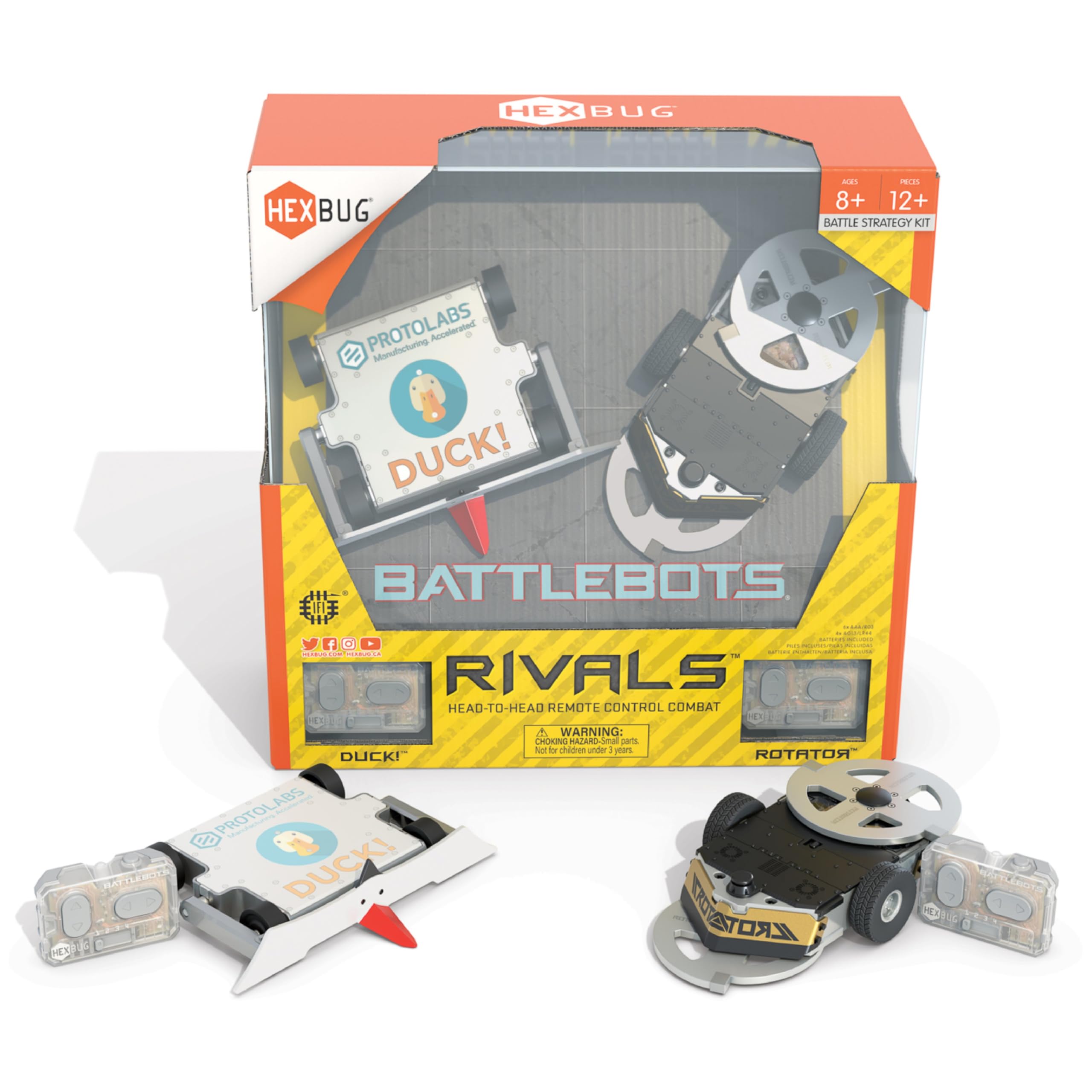 HEXBUG BattleBots Rivals 5.0 - Rotator vs Duck Remote Control Robot Toy Set | STEM Educational Toy for Kids Ages 8+ | Includes Batteries | Perfect for Robot Battles, STEM Learning & Gift Giving
