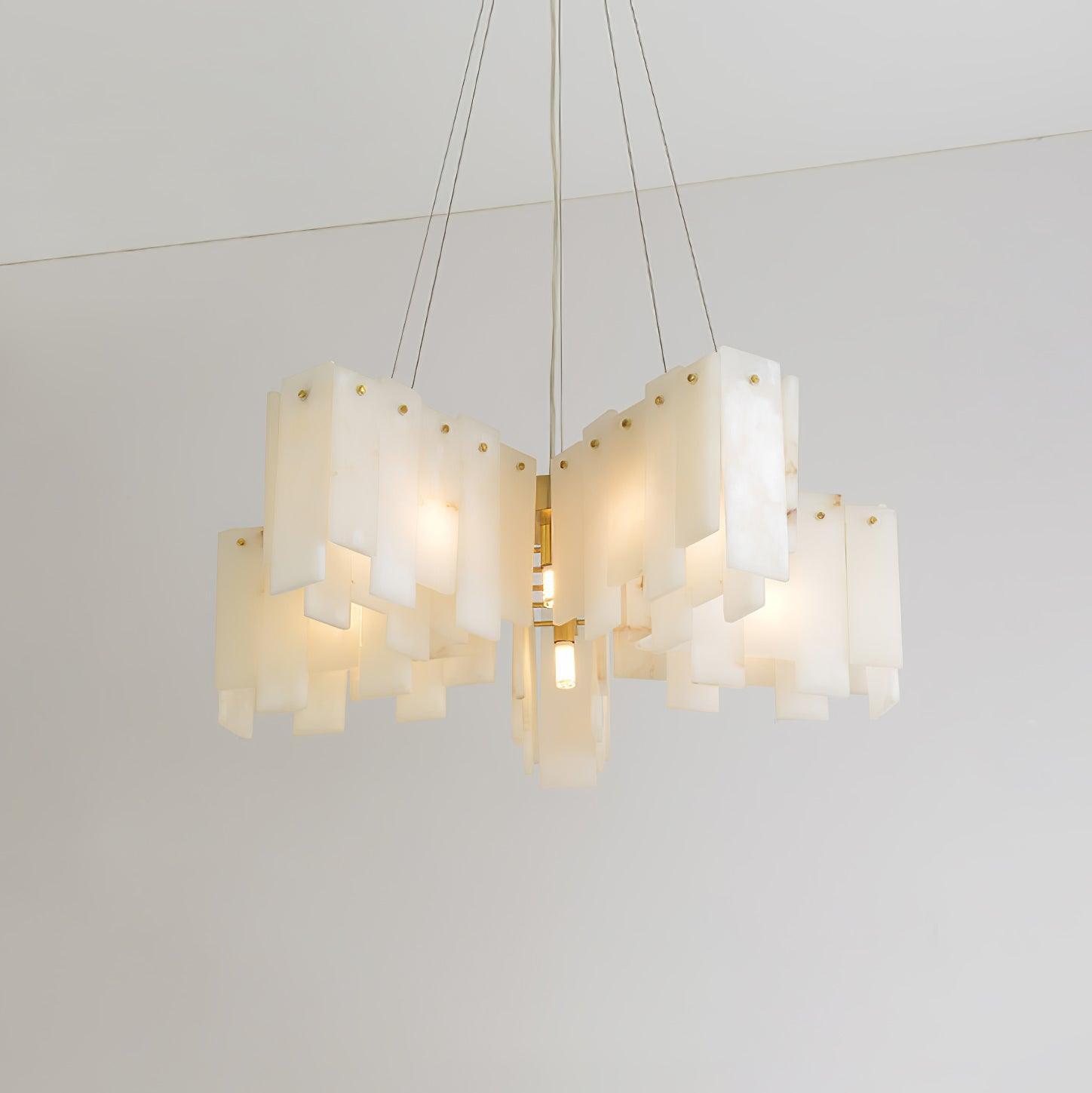 Elegant Alabaster Cascade Tiered Chandelier - Modern Crystal Ceiling Light Fixture for Dining Room, Bedroom & Living Room Decor