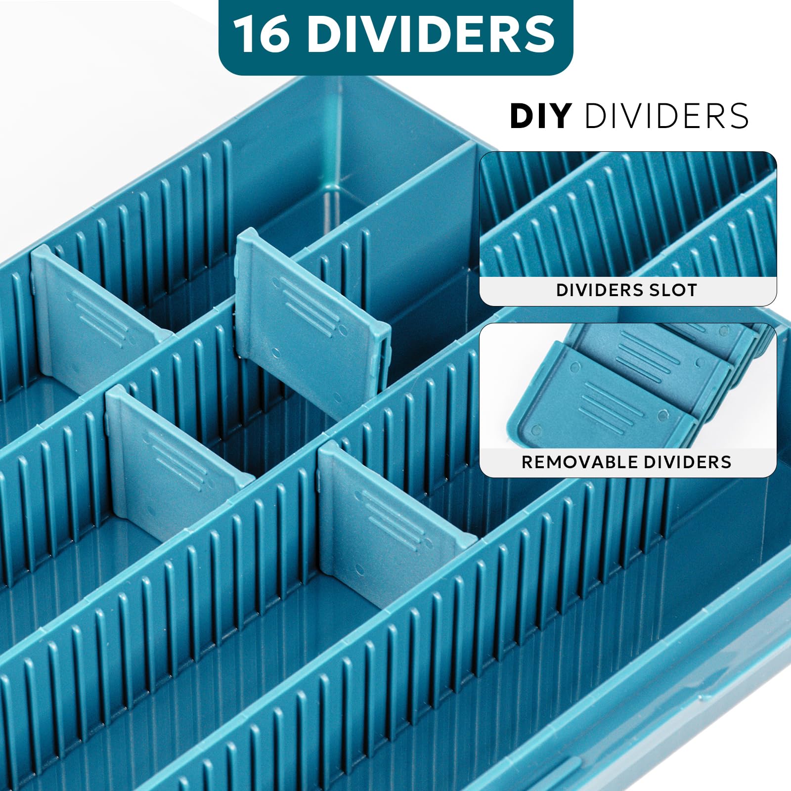 SF 3600 Tackle Box - 1 Pack Plastic Fishing Tackle Storage Organizer with Removable Dividers for Hooks, Spinners, Spoons & Terminal Tackle | Portable Waterproof Jig Head Box for Bass Fishing, Boat Trips & Outdoor Adventures