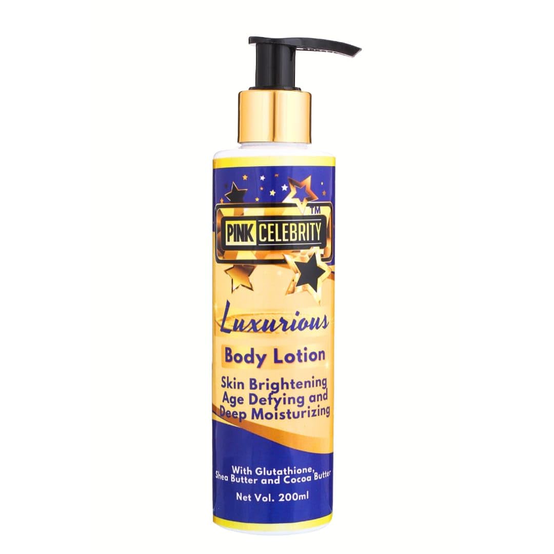 Pink Celebrity Body Lotion for Skin Brightening & Anti-Aging - Deep Moisturizing with Shea Butter & Cocoa Butter (200ml) - Perfect for Dry Skin Care & Daily Hydration
