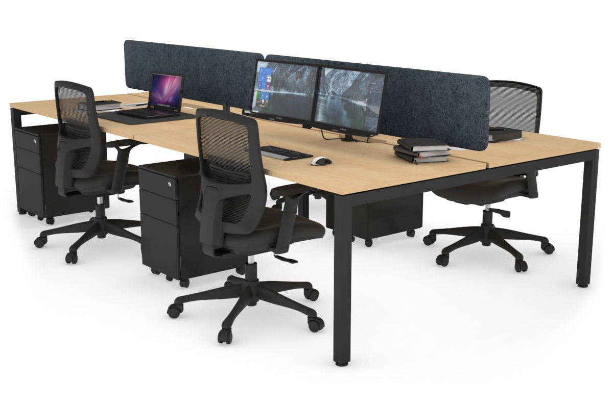 Quadro Square Legs 4-Person Office Workstation Desk - 1600L x 800W with Cable Management Scallop - Perfect for Collaborative Workspaces & Open Office Environments