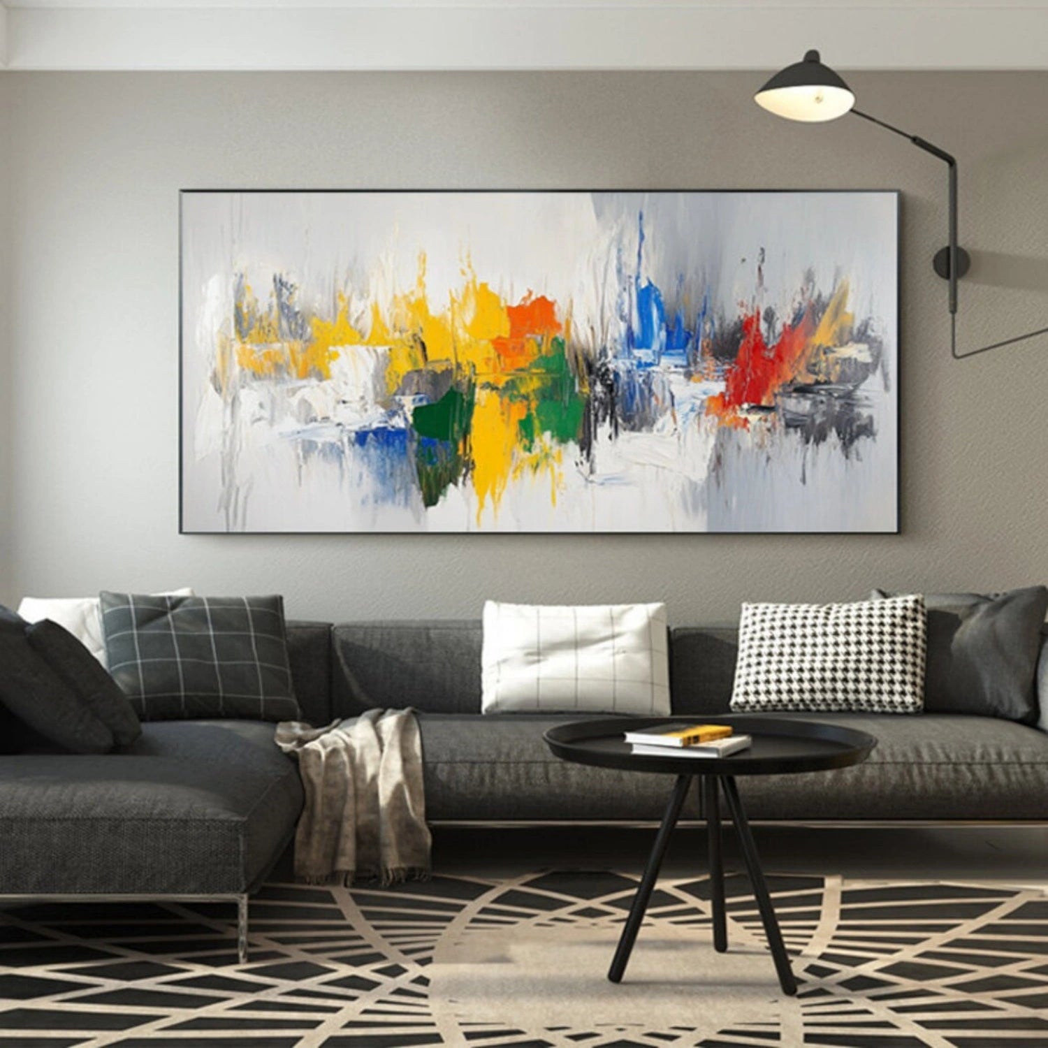 Abstract Painting #AB 316 - Modern Wall Art for Living Room, Bedroom & Office Decor - Handmade Canvas Artwork