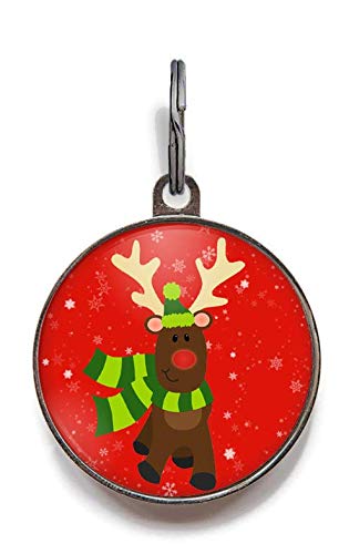 Personalized Red Nosed Reindeer Pet ID Tag - Small Engraved Dog & Cat Collar Charm for Christmas | Perfect Holiday Gift for Pet Lovers