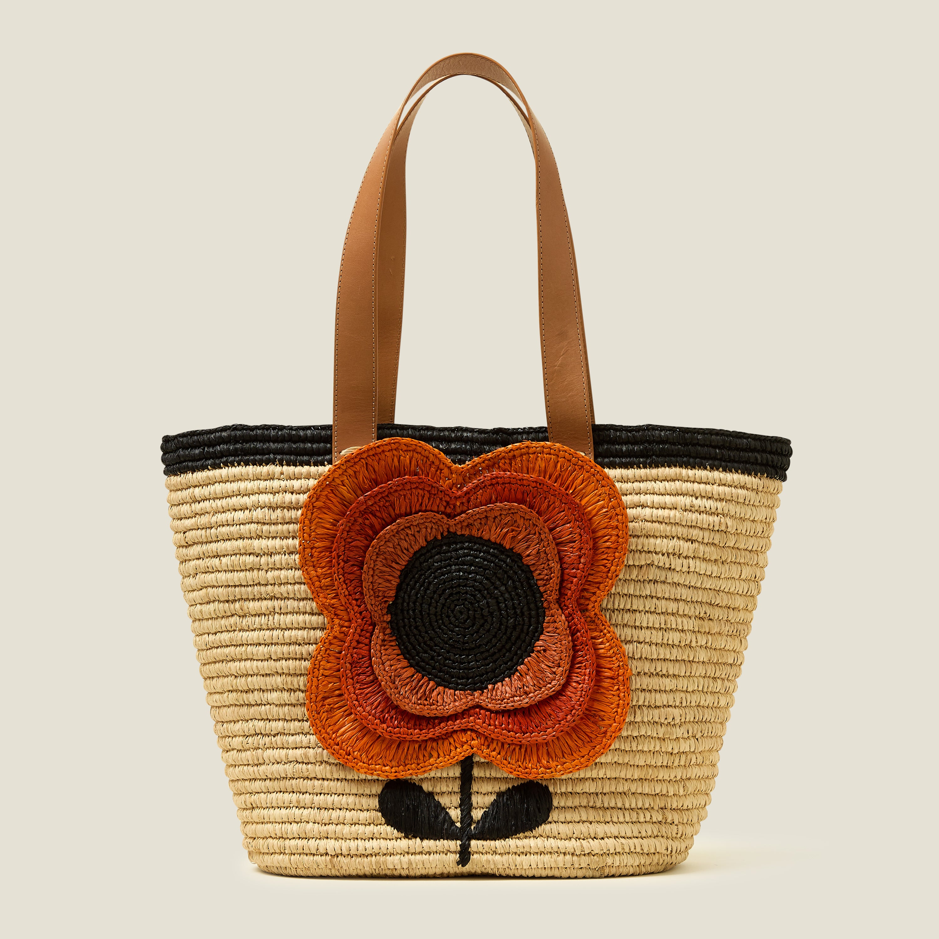 Monday Tote Bag with 3D Flower Design in Clementine Color - Perfect for Work, Shopping & Daily Use