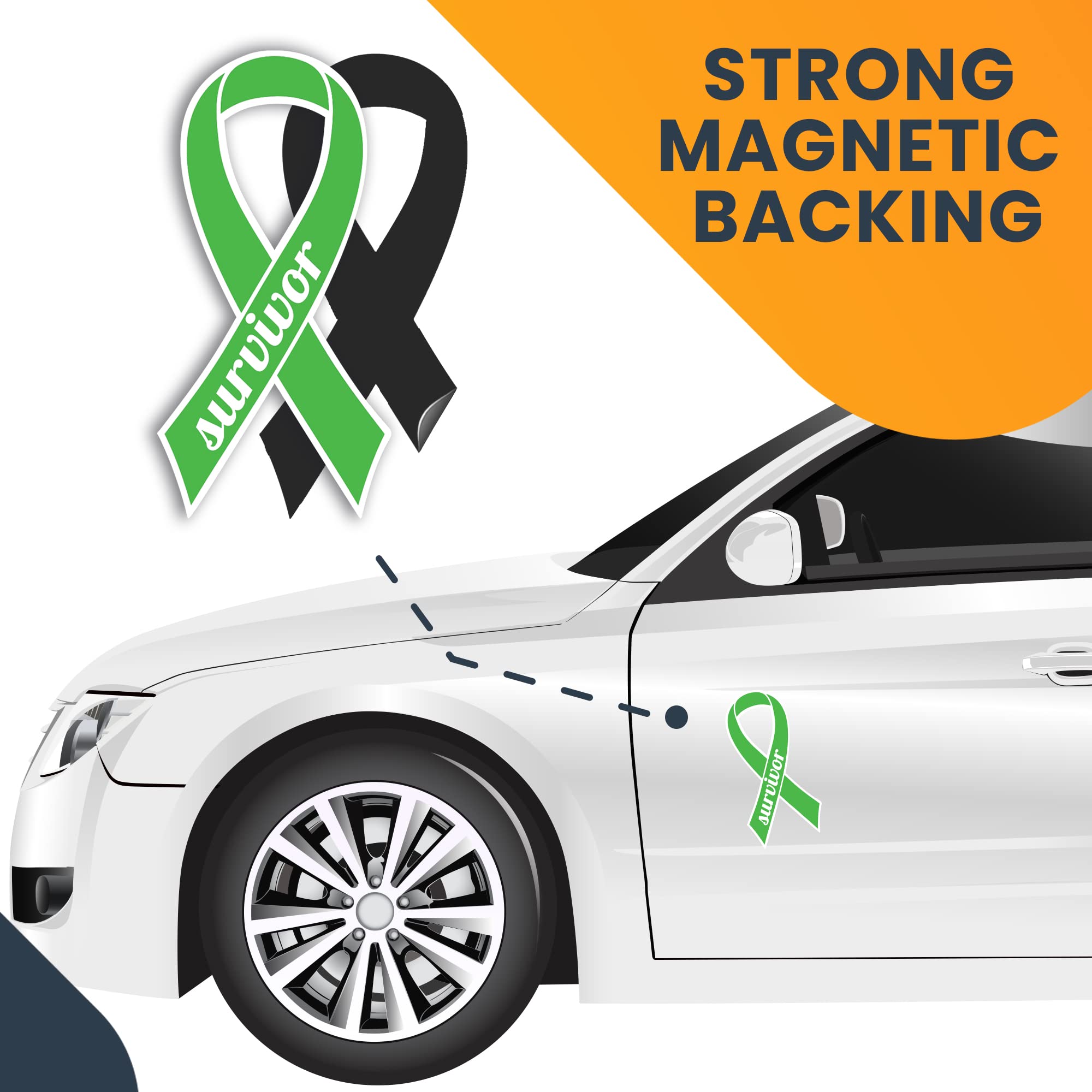 Kelly Green Ribbon Magnet Decal for Gallbladder Cancer Survivors - 3.5x7 Inches Car Magnet for Truck, SUV & Vehicles - Celebration of Strength & Support - Made in USA - Perfect for Awareness Events, Fundraisers & Survivor Tributes