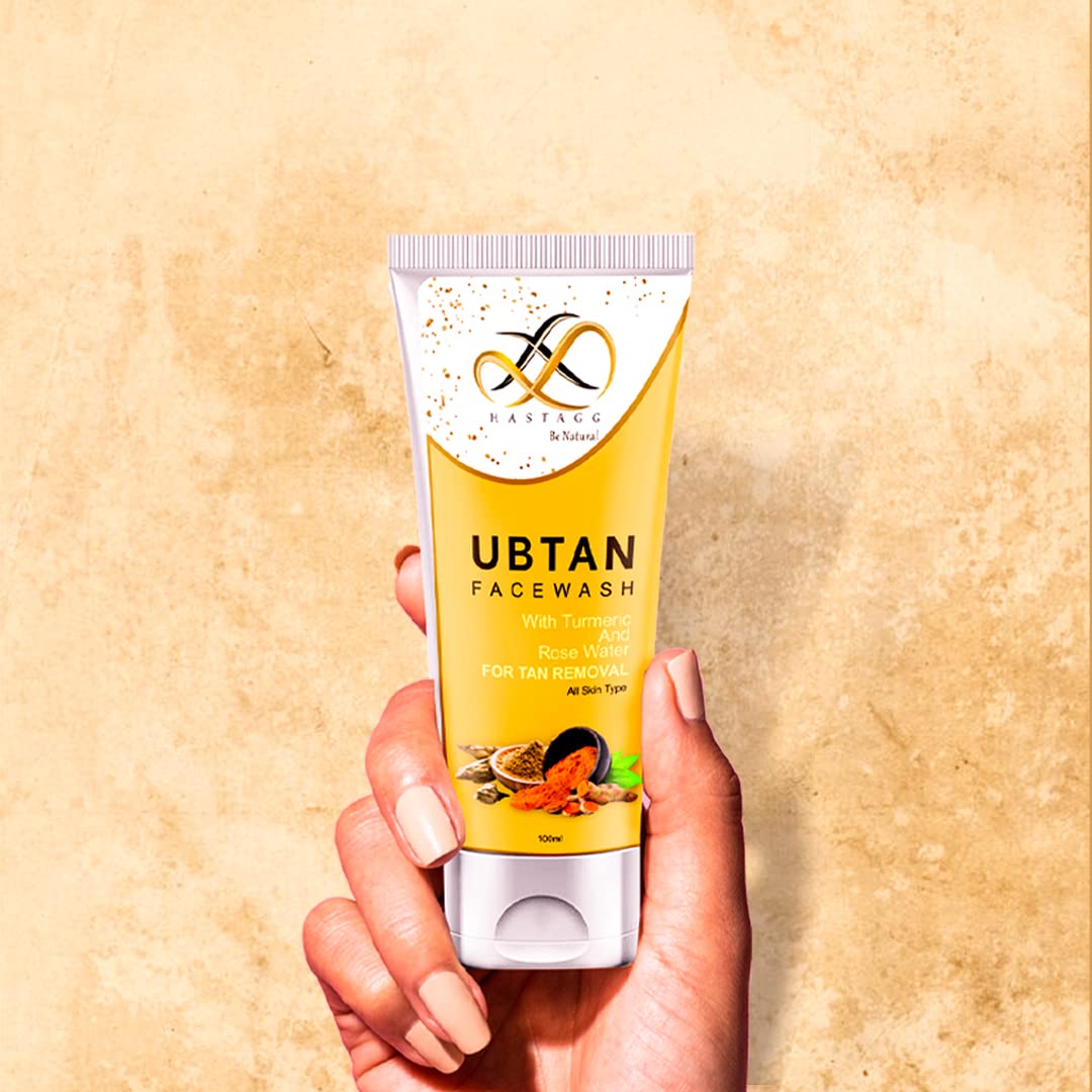 Hastagg Ubtan Face Wash with Turmeric & Rose Water 100ml - Brightening Cleanser for Clear & Glowing Skin - Haldi Chandan Multani Mitti Tan Removal - Pack of 2 - Perfect for Daily Skincare & Bridal Prep
