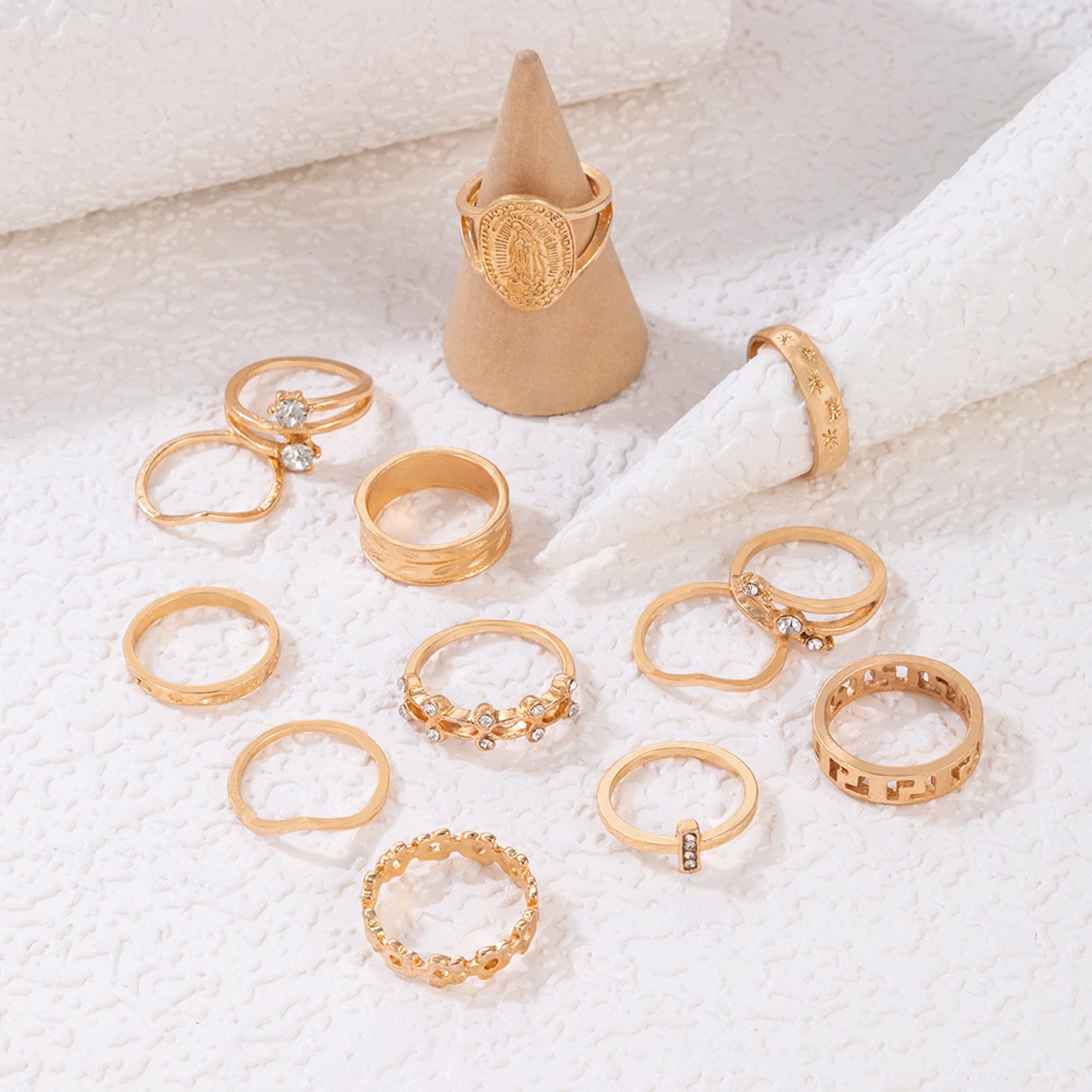 Trendy Gold Stackable Rings for Women - Star, Moon & Heart Knuckle Rings Set | Boho Jewelry Pack for Birthday Gifts, Easter Basket Stuffers | Perfect for Everyday Wear, Parties & Special Occasions