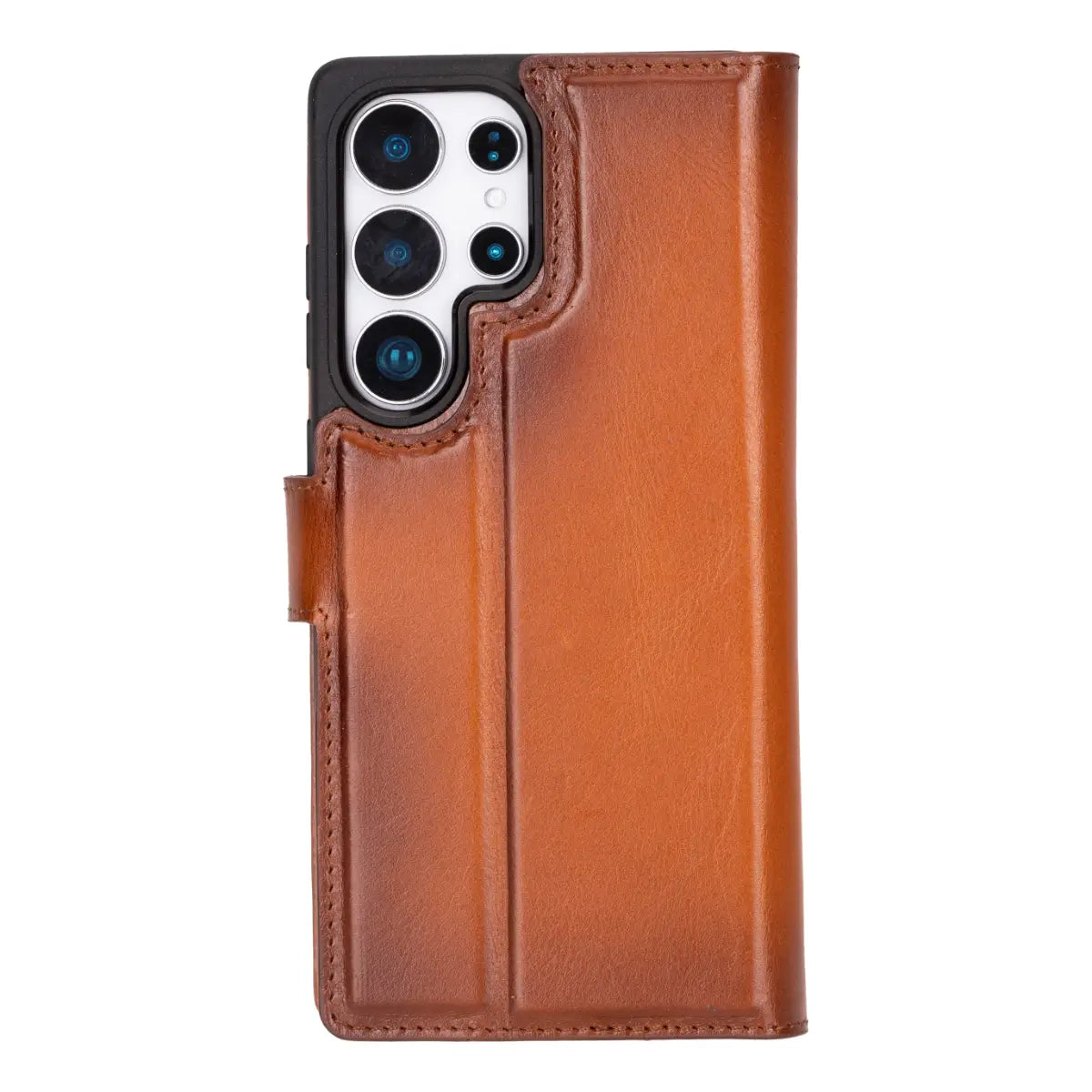 Premium Burnished Tan Magnetic Leather Wallet Case for Samsung Galaxy S25 Ultra - Slim Protective Cover with Card Slots for Everyday Use & Travel