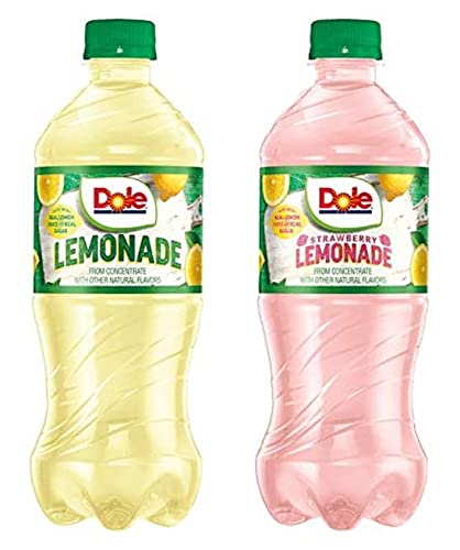 Dole Strawberry Lemonade & Lemonade Juice Drink - 20oz Bottles (Pack of 16, 320 Fl Oz Total) | Refreshing Beverage for Parties, Picnics & Summer BBQs