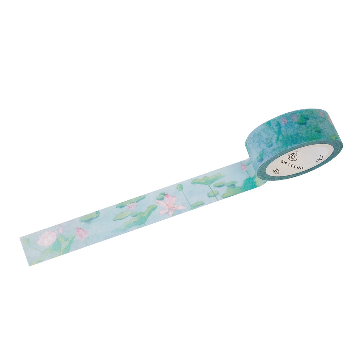 Wrapables Scenic Nature Washi Masking Tape - Water Lilies Design for DIY Crafts, Scrapbooking & Journaling | Decorative Paper Tape for Gift Wrapping, Bullet Journals & Home Decor