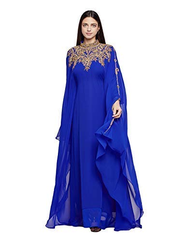Elegant Women's Kaftan Farasha Long Maxi Dress with Long Sleeves - Boho Ethnic Bridal Evening Party Gown with Free Scarf | Perfect for Weddings, Beach Vacations & Special Occasions