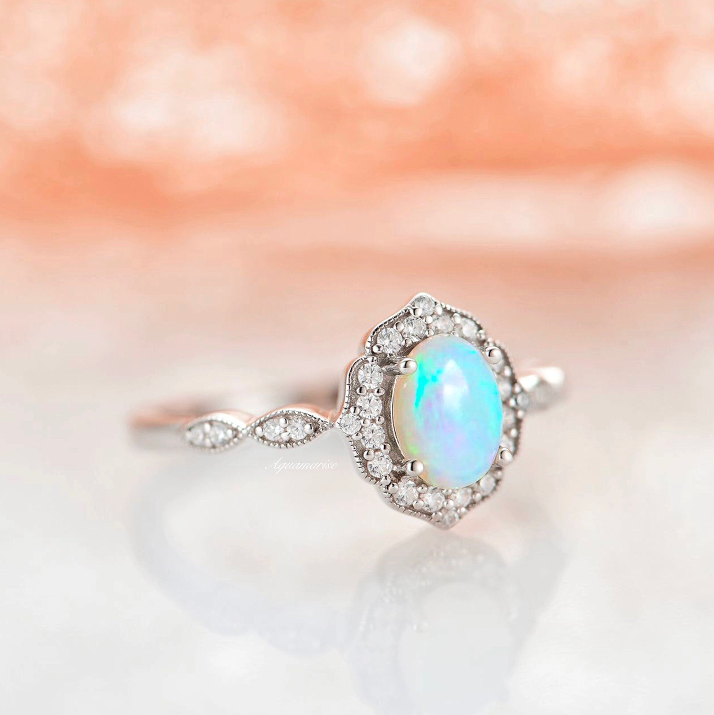 Exquisite Cordelia Australian Opal Ring in Sterling Silver – Elegant Jewelry for Women, Perfect for Weddings, Anniversaries & Special Occasions