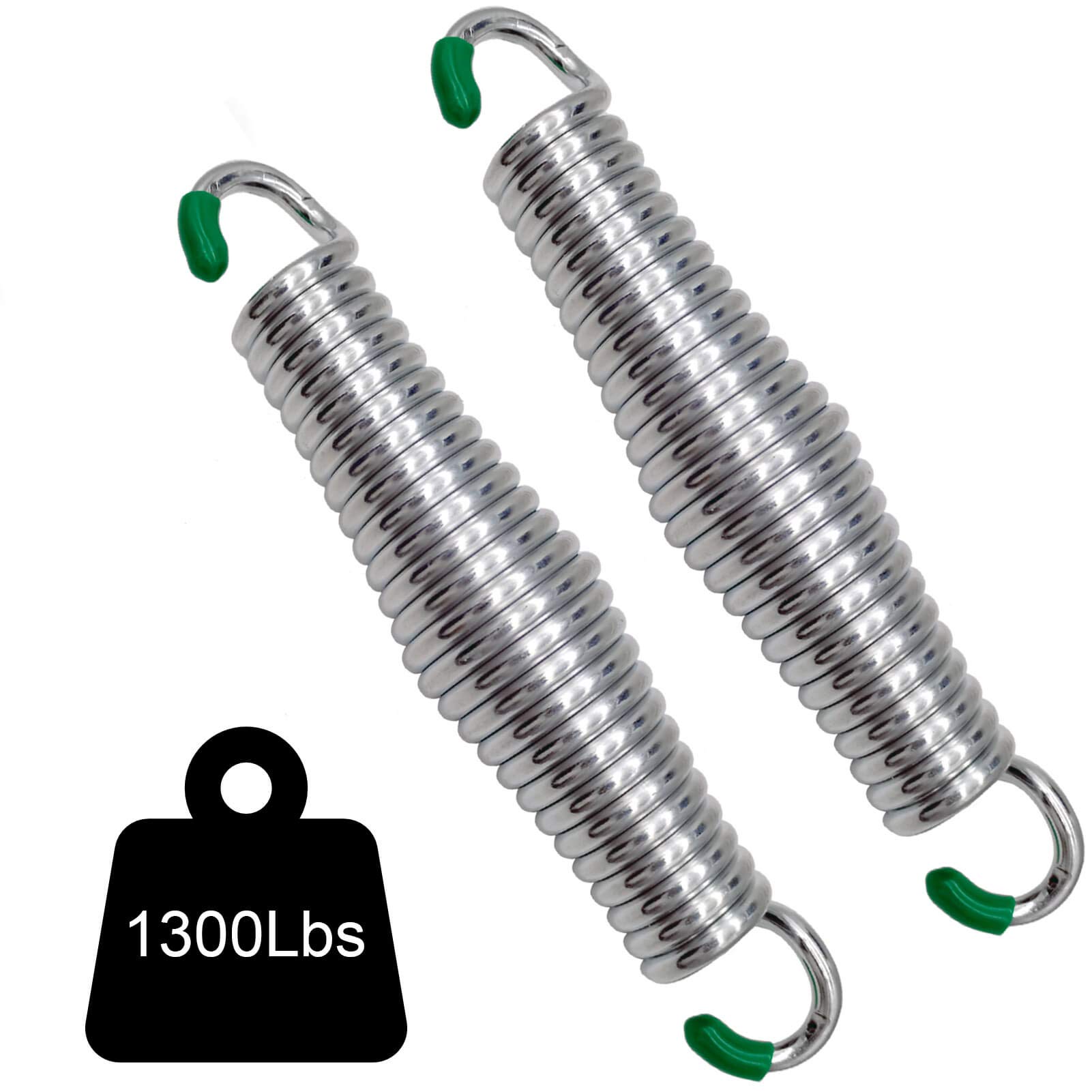 Heavy Duty Porch Swing Springs 1300Lbs Capacity - Silver Hammock Chair Hanger & Ceiling Mount Springs for Outdoor Patio, Garden, Deck Relaxation