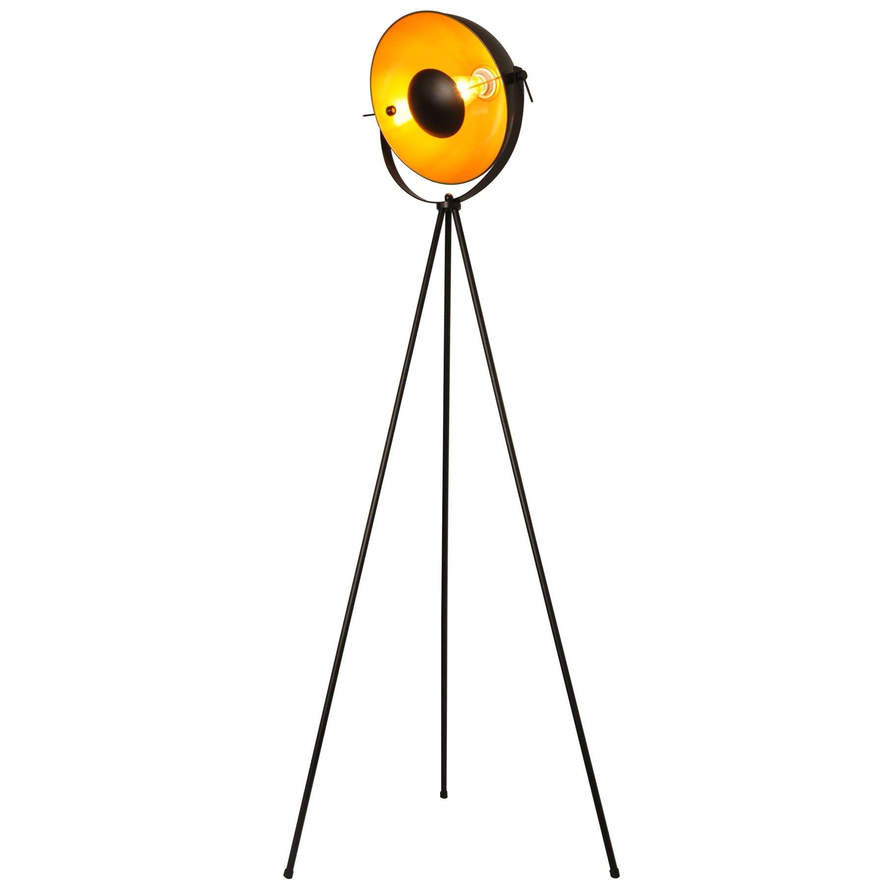 COSYLUX Industrial Tripod Floor Lamp - Modern Black & Gold Standing Light for Living Room, Bedroom, Office - Adjustable Height Tall Lamp for Reading, Relaxing, Decor (Bulbs Not Included)