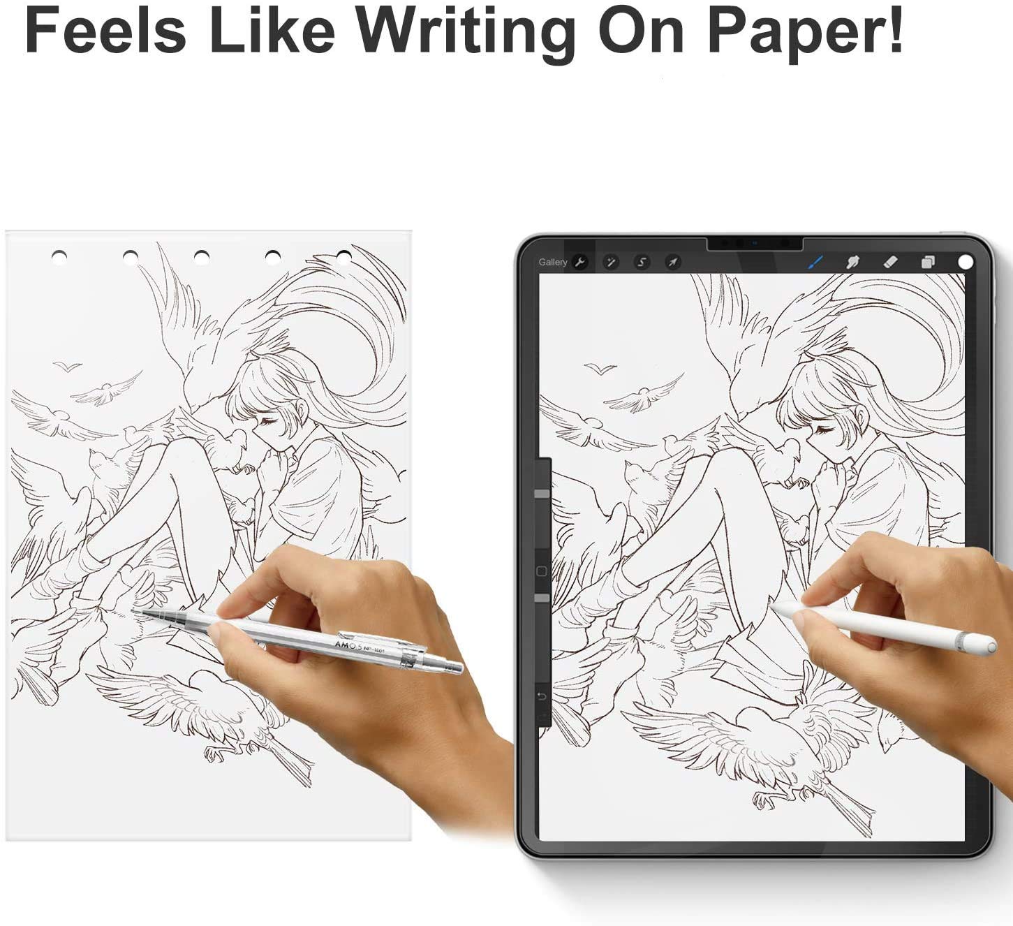 2 Pack Matte Paper Screen Protector for iPad Pro 11 (2022-2018) & iPad Air 5th/4th Gen (10.9 Inch) - Anti Glare, Scratch Resistant - Perfect for Drawing, Note Taking & Eye Protection