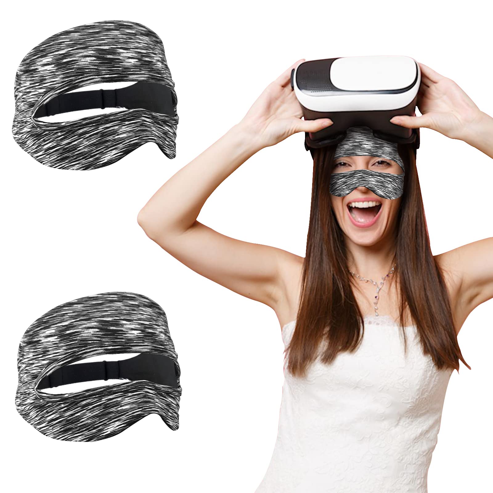 Jo. Devivre Adjustable VR Sweat Mask for Oculus Quest 2 - Grey (2 Pack) | Anti-Sweat Face Cover for Virtual Reality Workouts & Gaming | Supernatural Compatible with Strap Closure | Perfect for Fitness, Beat Saber & High-Intensity VR Sessions
