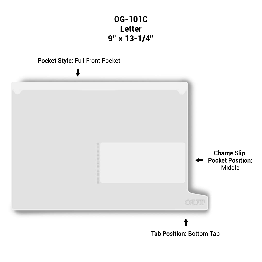 Doctor Stuff - Small Bottom Tab Vinyl Outguides with Full Front Pocket & Middle Charge Out Slip Pocket | Letter Size 9