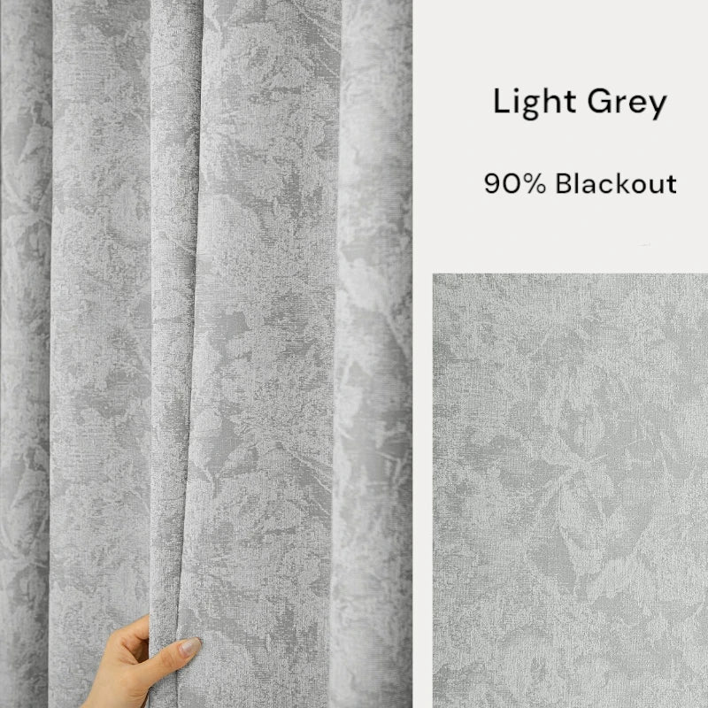 Patricia French Jacquard Floral Damask Blackout Curtains - Custom Room Darkening Window Drapes for Bedroom & Living Room Decor