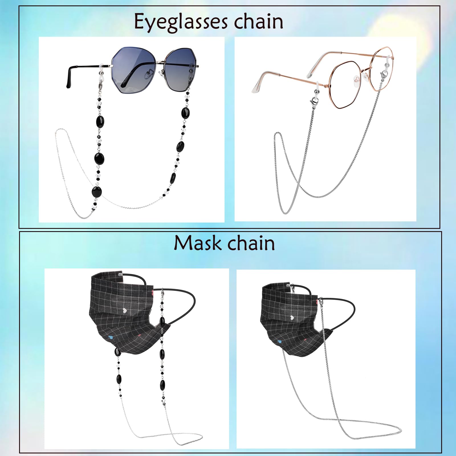 Eyeglasses Necklace Chain for Women & Men - Reading & Sunglasses Holder