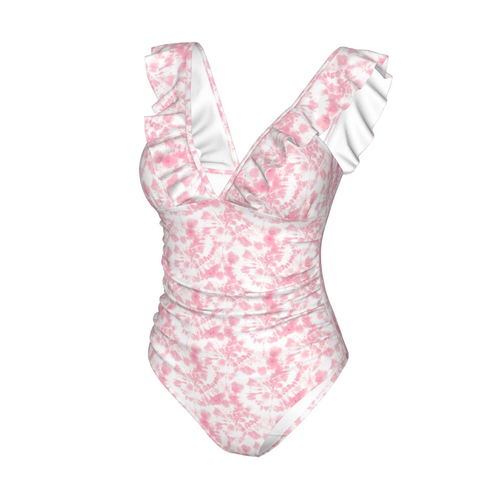 Piohcous Women's Deep V Ruffle One Piece Swimsuit - Printed Low Waist Bathing Suit for Beach, Pool & Summer Vacations