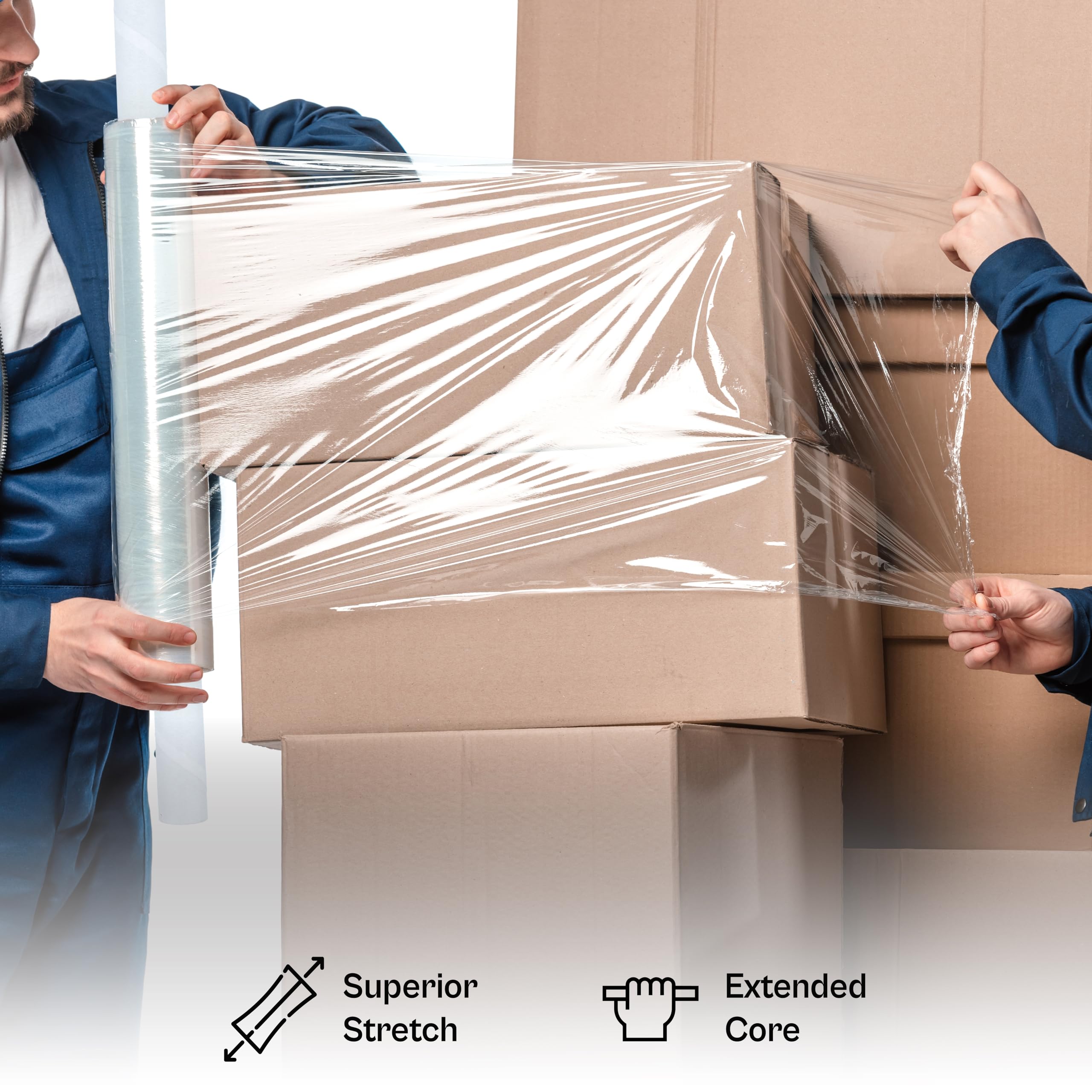 PSBM 4 Pack Purple Stretch Wrap with Handles - 20 Inch x 1000 Feet, Dark Opaque Plastic Cling Film with Extended Core Handles | Ideal for Moving, Shipping, Storage & Warehouse Packaging