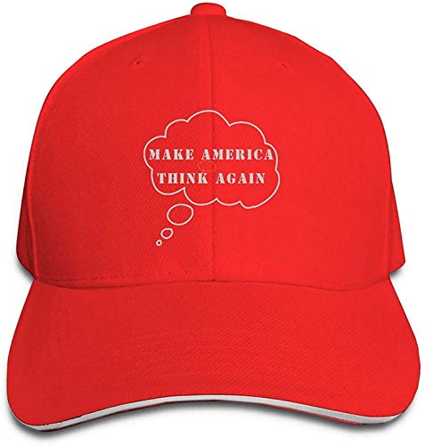 Make America Think Again Unisex Trucker Hat - Adjustable Dad Baseball Cap for Men & Women - Stylish Driver Cap in Red - Perfect for Outdoor Activities, Sports & Casual Wear