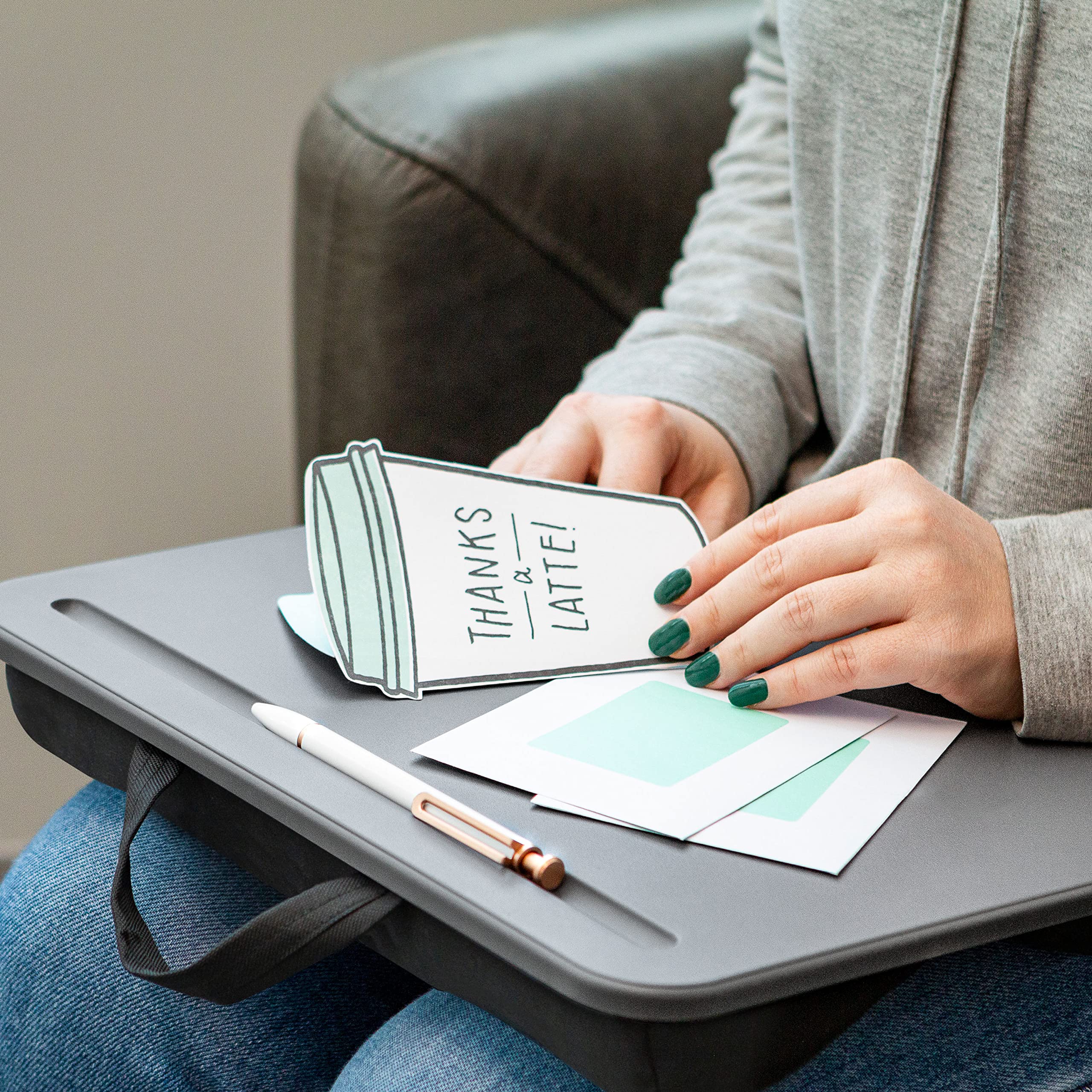 LapGear Compact Lap Desk Charcoal - Portable Laptop Tray for 13.3 Inch Notebooks - 12 Pack (Style 43005) - Perfect for Home Office, Bed, Couch & Travel Use