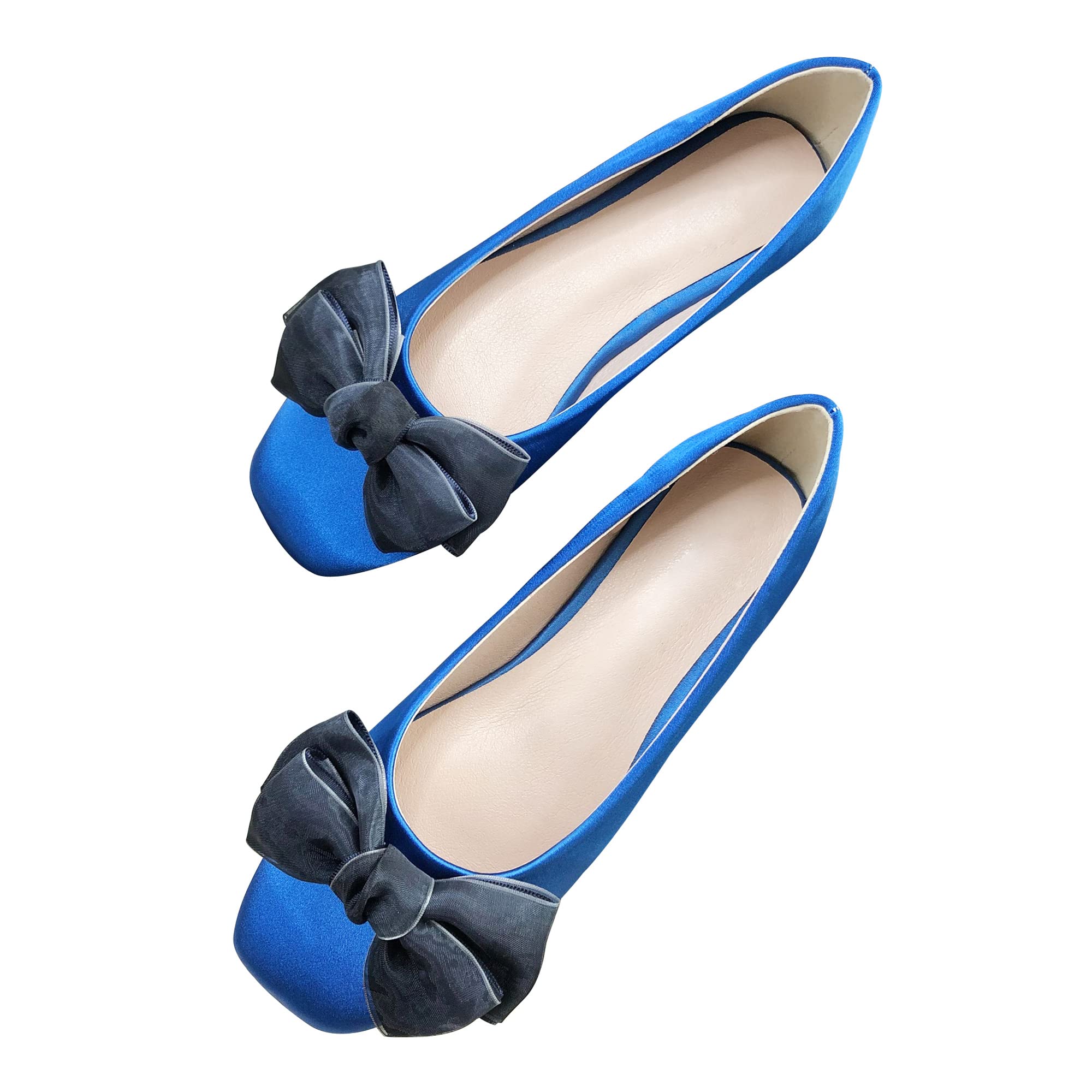 Elegant Women's Bow-Knot Ballet Flats - Comfortable Square Toe Loafers for Wedding & Bridal Dresses (Green, Size 4.5) | Perfect for Formal Events, Parties & Special Occasions