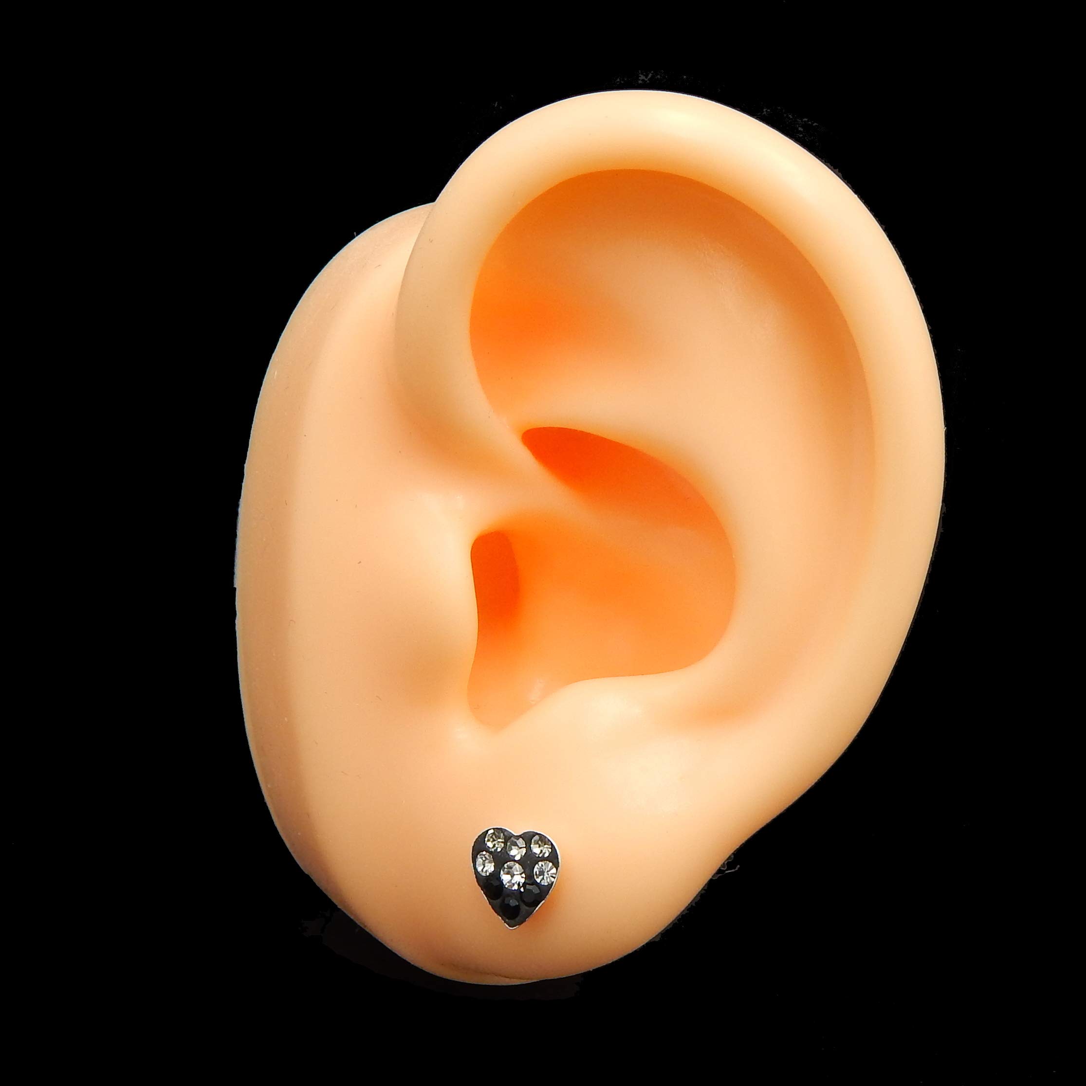 925 Silver Black Heart Stud Earrings with Crystals for Women - Perfect for Gifts & Parties