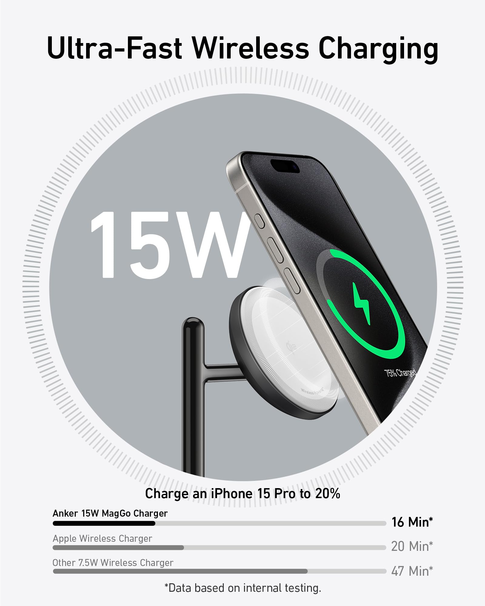 Anker MagGo 3-in-1 Wireless Charging Station - Qi2 Certified 15W Fast Charger | Magsafe Compatible for iPhone 16/15/14/13/12 | Apple Watch & AirPods Charger | Perfect for Office Desk, Nightstand & Travel Accessory