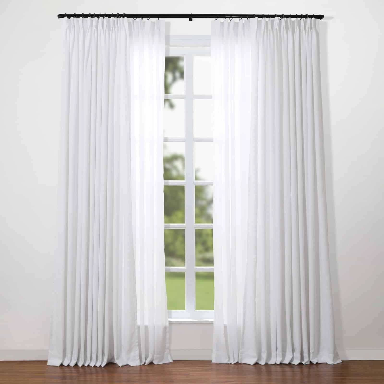 Jaylon Adjustable Double Curtain Rod with Rings - Extendable Drapery Rod for Windows, Perfect for Layering Sheer & Blackout Curtains in Living Room or Bedroom