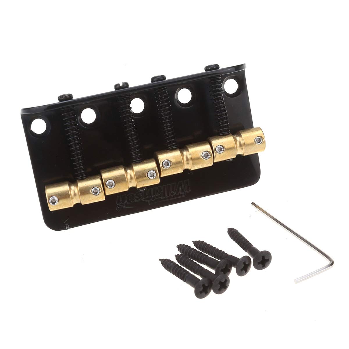 WBBC Bass Bridge Brass Saddles for 4-String Precision Bass & Jazz Bass - Black | High-Quality Replacement Parts for Enhanced Tone & Sustain | Perfect for Live Performances & Studio Recording