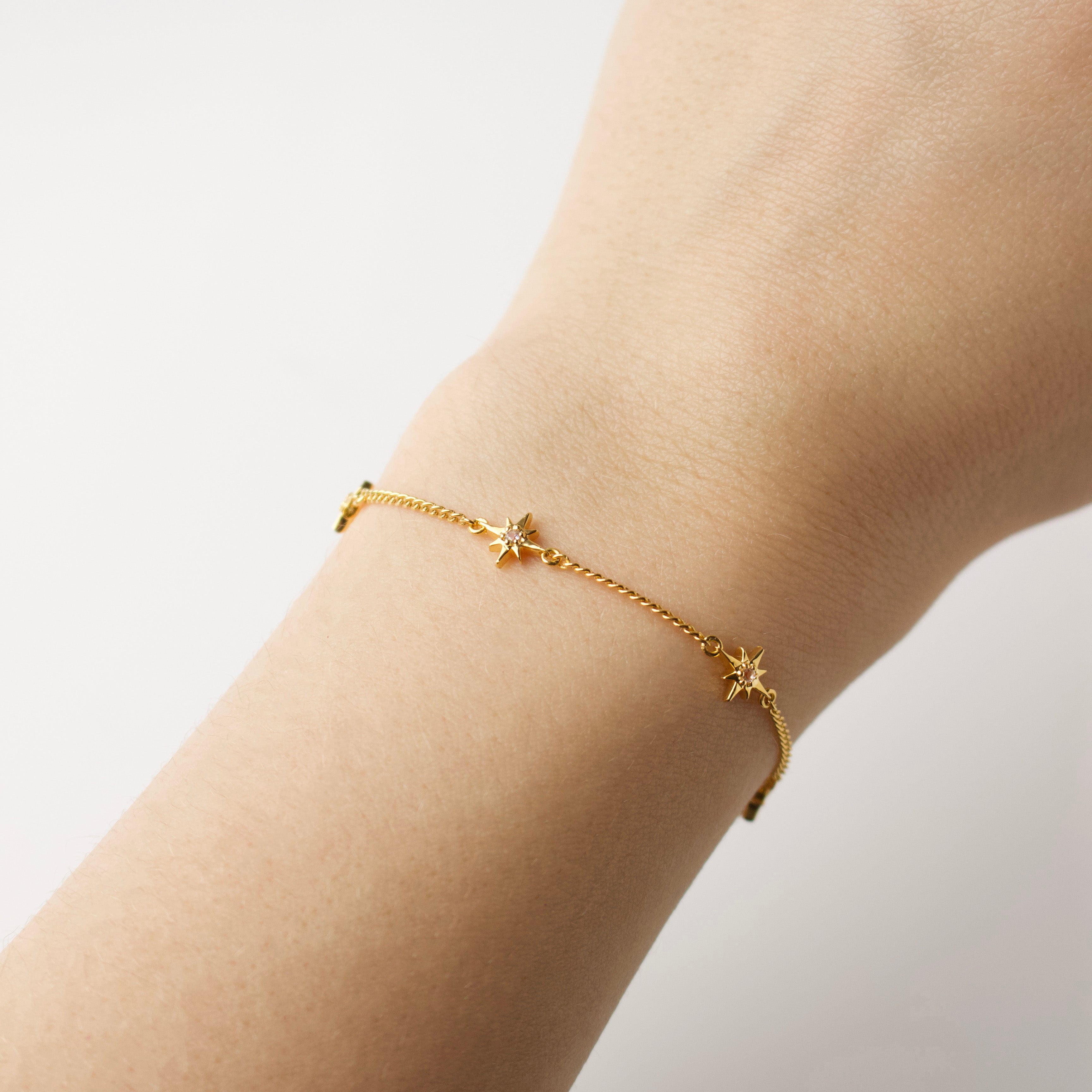 Celestial Dainty White Topaz Star Bracelet for Women - Elegant Sterling Silver Charm Bracelet with Sparkling Gemstones - Perfect for Birthday Gifts, Anniversary & Special Occasions