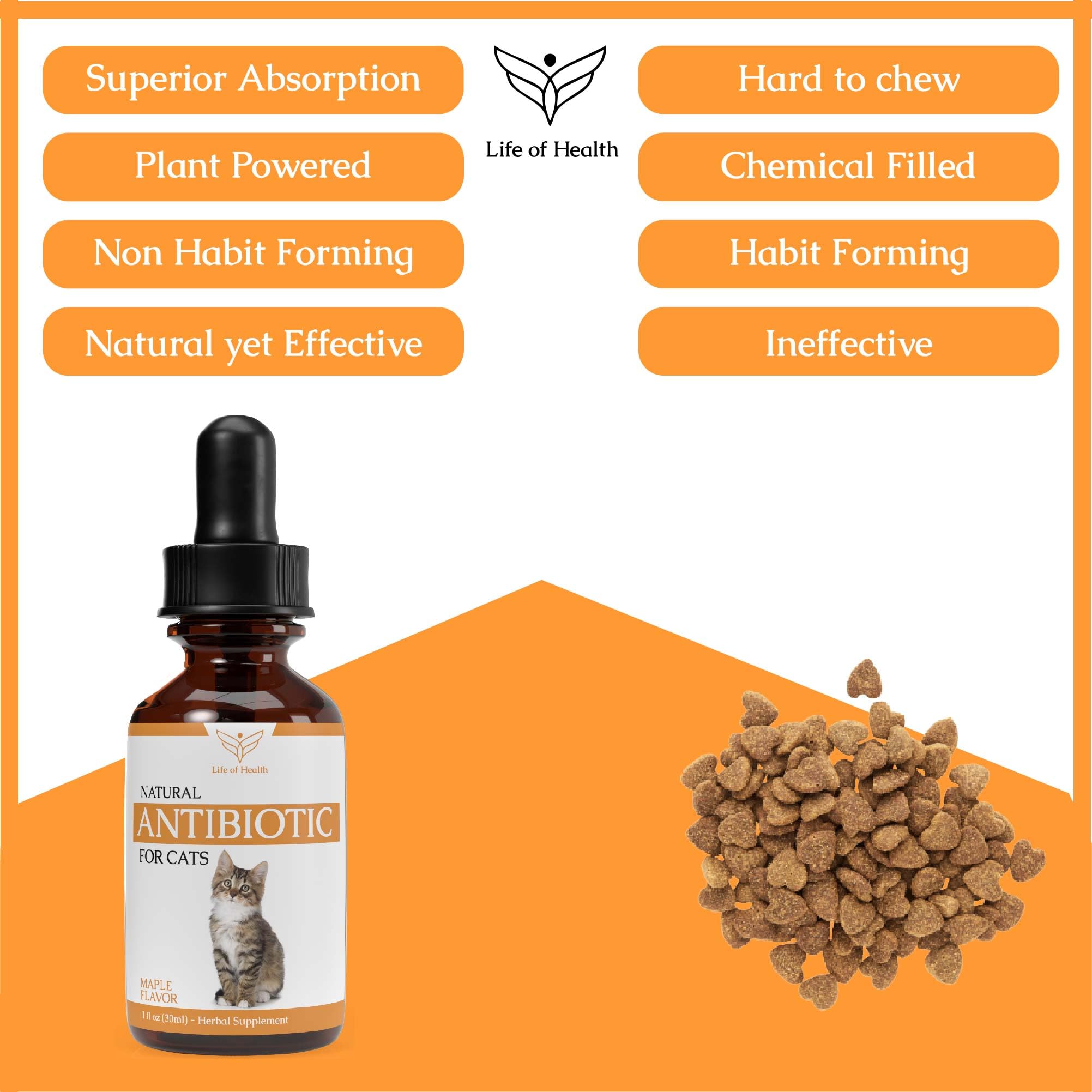 Natural Antibiotics for Cats - Immune Support & UTI Relief - Cat Antibiotic Supplement with Multivitamins (2 Pack) - Supports Overall Health for Indoor & Outdoor Cats