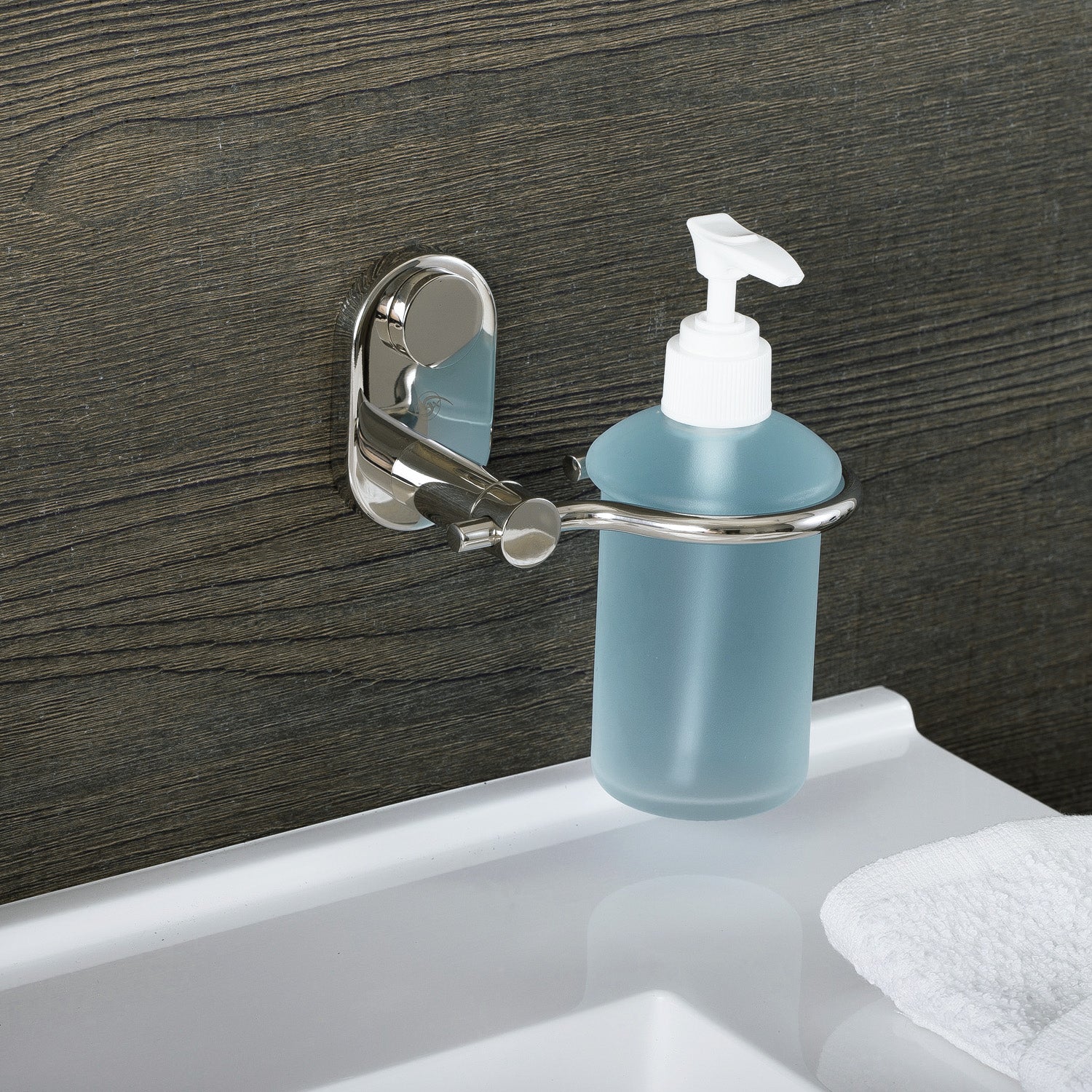 Premium Stainless Steel Soap Dispenser with Glass Bottle - Wall Mounted, Satin Finish, 6.5