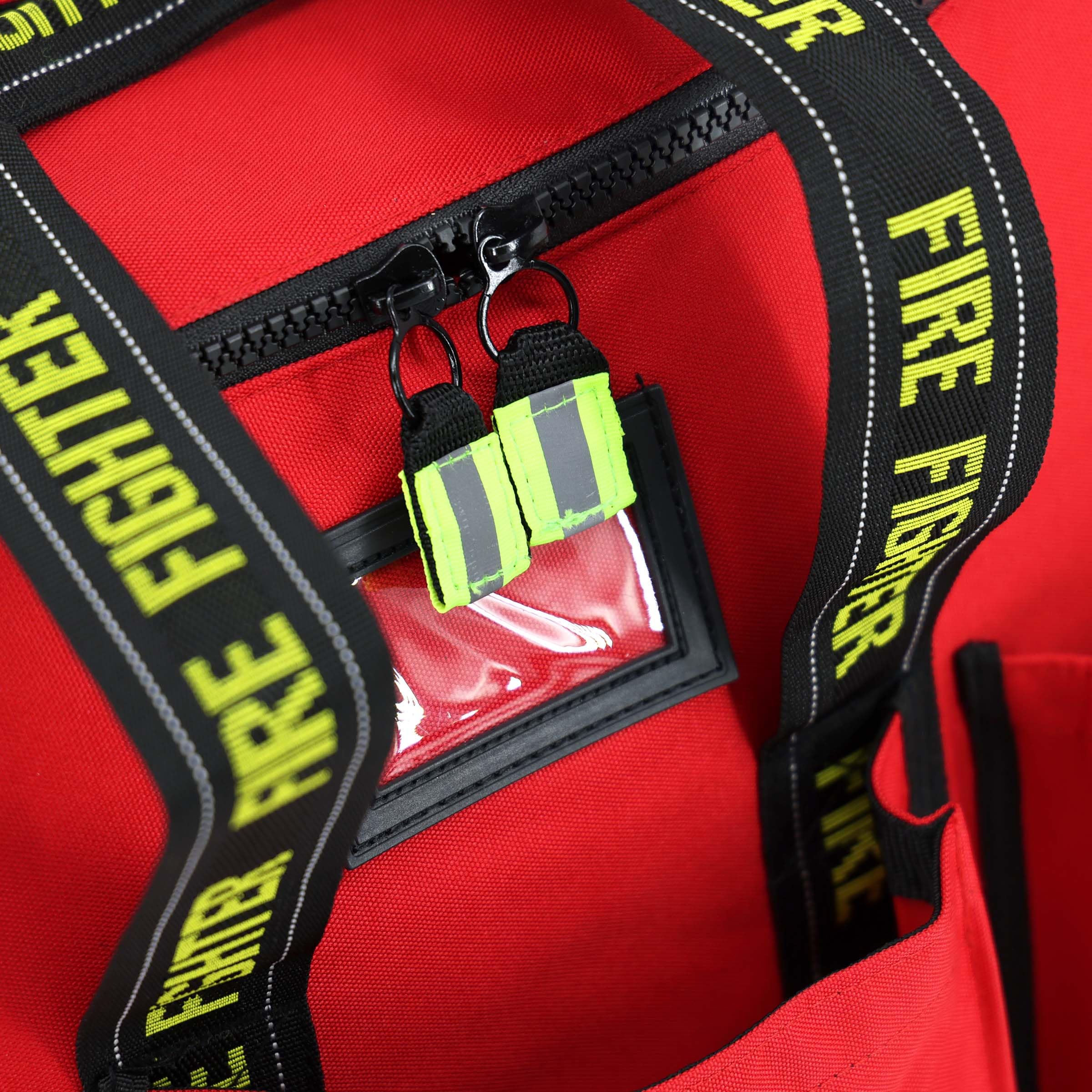 Premium Firefighter Turnout Gear Bag with Glove Strap & SCBA Mask - Captain's Bundle (Red) - Durable Firefighting Equipment for Emergency Response & Station Storage