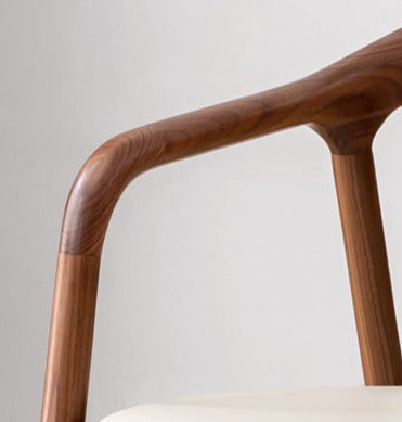 Premium Black Walnut & Ash Solid Wood Dining Chair with Genuine Cowhide Upholstery and Horn Accents - Elegant Farmhouse Style Seating for Dining Room, Kitchen, or Office
