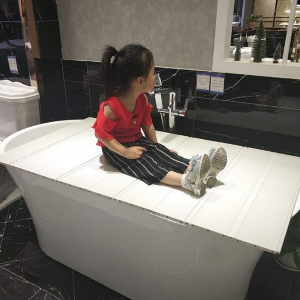 Foldable PVC Bathtub Cover - 1.2cm Thick Waterproof Dustproof Insulation Board for Spa Baths, Bathroom Storage Tray (75x165x1.2cm, White) - Perfect for Home Relaxation & Bathroom Organization
