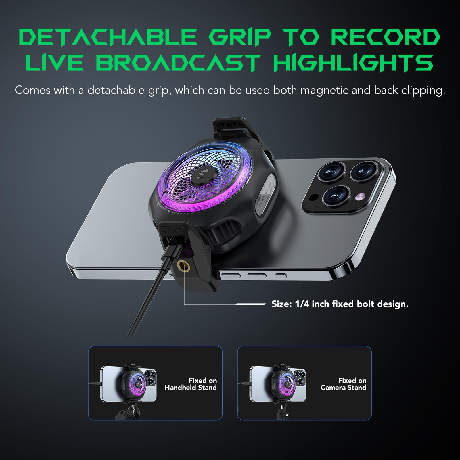 Black Shark MagCooler 4 Pro 27W Magnetic Cooling Fan - High-Performance Phone Cooler for Gaming, Video Streaming, and Extended Use on Phones, Tablets, and iPads