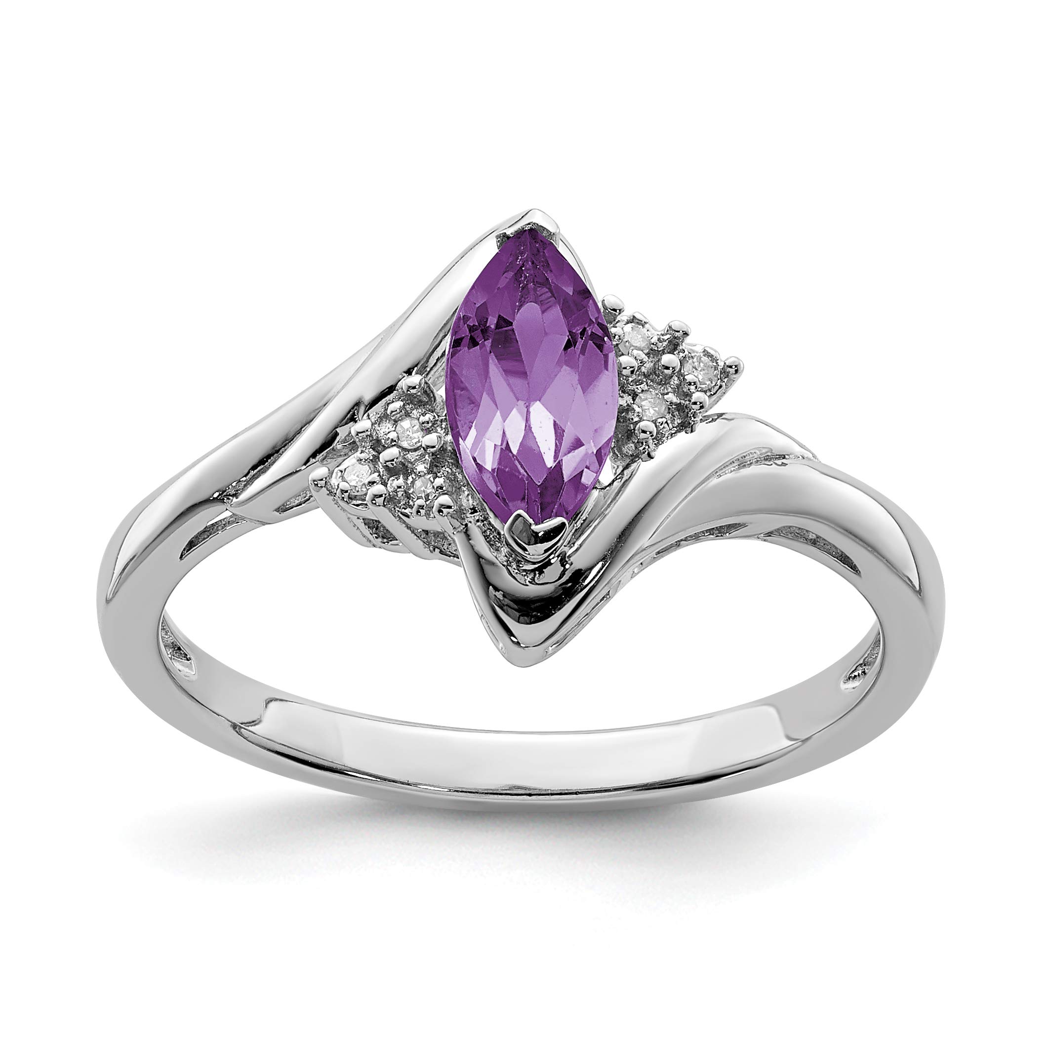 925 Sterling Silver Diamond & Amethyst Engagement Ring for Women - 0.56ct Vintage Style Wedding Band, Promise Ring, Anniversary Gift for Her - Perfect for Proposals, Valentine's Day & Special Occasions