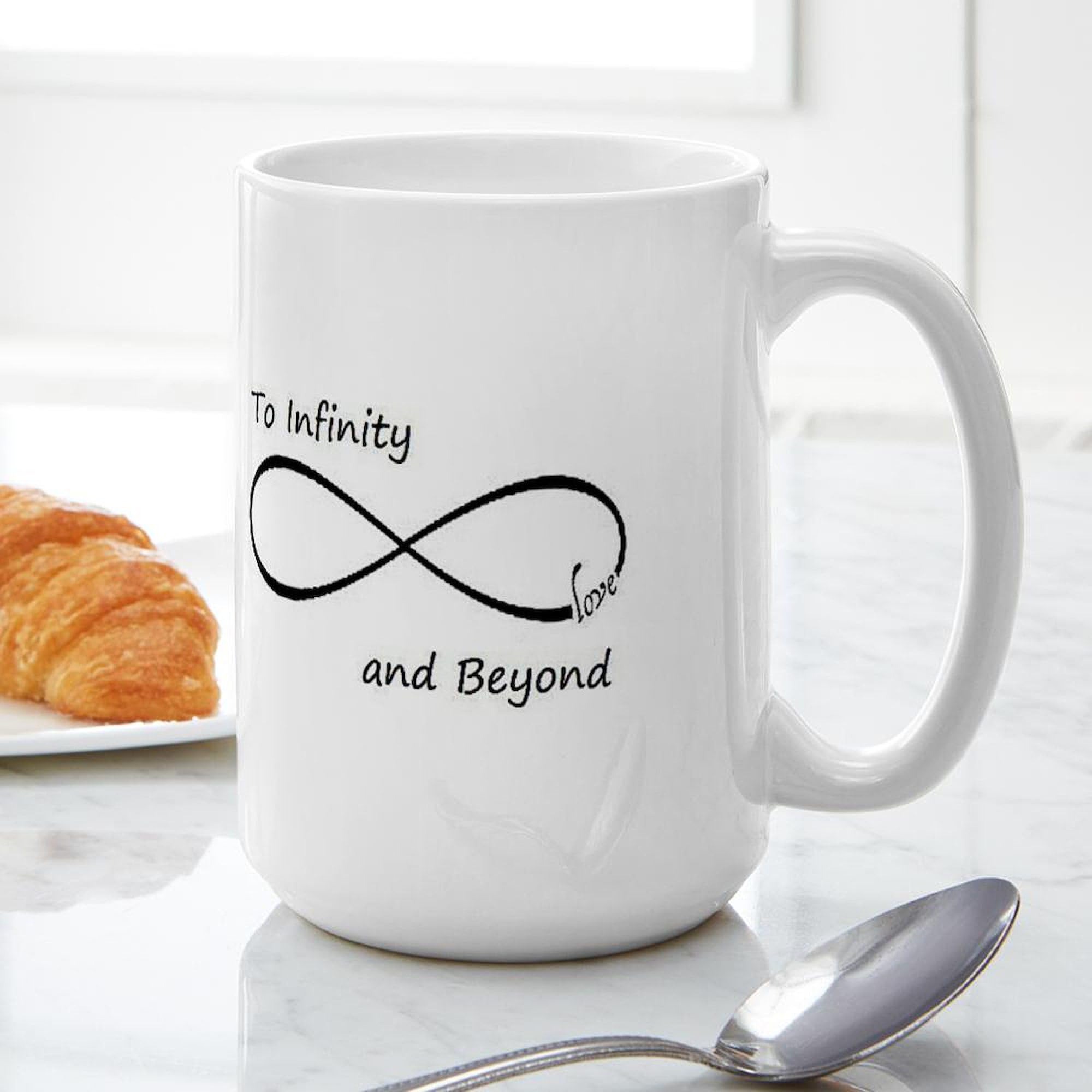 Infinity Symbol Coffee Mug - 15 oz Large White Ceramic Cup for Tea, Hot Chocolate & Office Use - Unique Gift Idea for Coffee Lovers