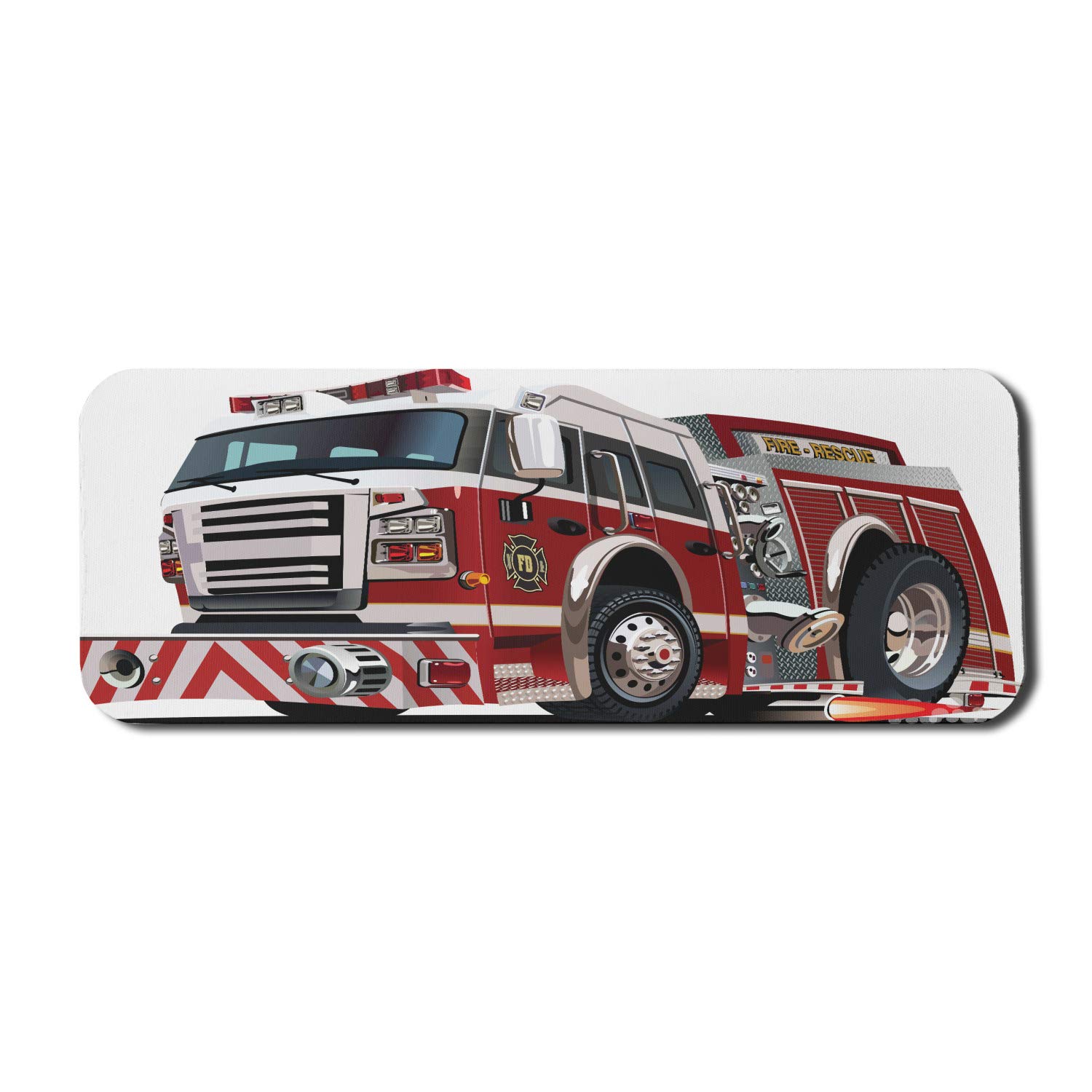 Lunarable Truck-Themed Computer Mouse Pad – Realistic Big Truck Rescue & Transportation Design, Non-Slip Rubber Base, Large Gaming Size 31