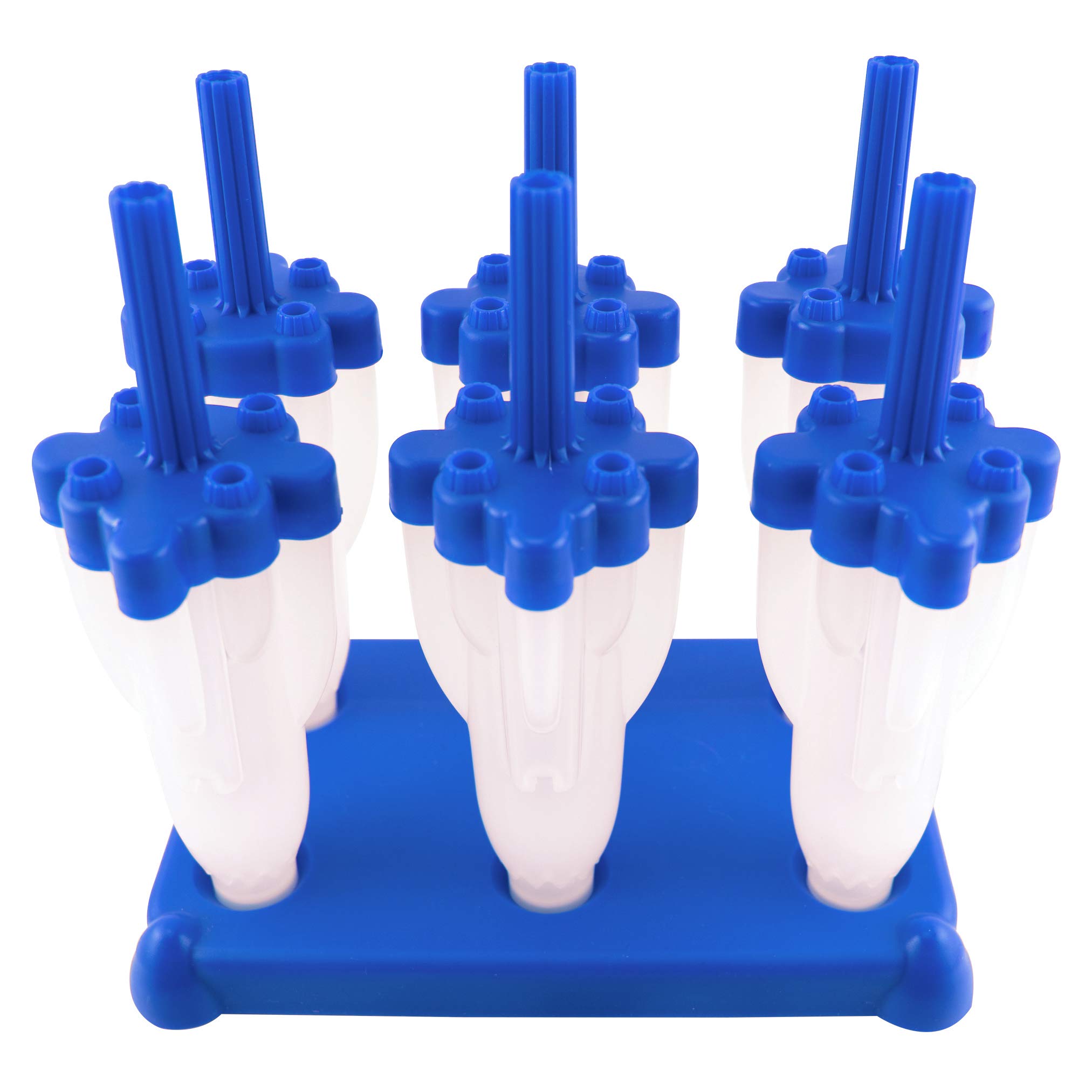 Tovolo Rocket Ice Pop Mold Popsicle Maker - Drip-Free Design with Sturdy Stand Base, 2.5oz Capacity, Set of 6 (Blue) - Perfect for Summer Treats, Kids Snacks & Party Desserts