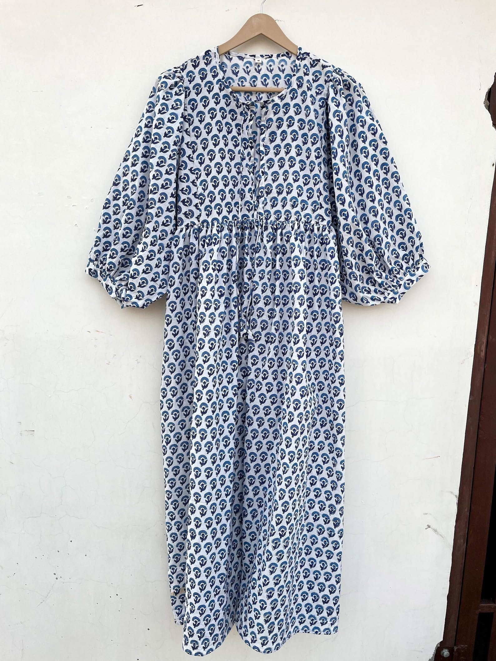 Handmade Indian Block Print Cotton Maxi Dress - Floral Summer Dress for Women | Perfect for Beach Vacations, Boho Festivals & Casual Outings